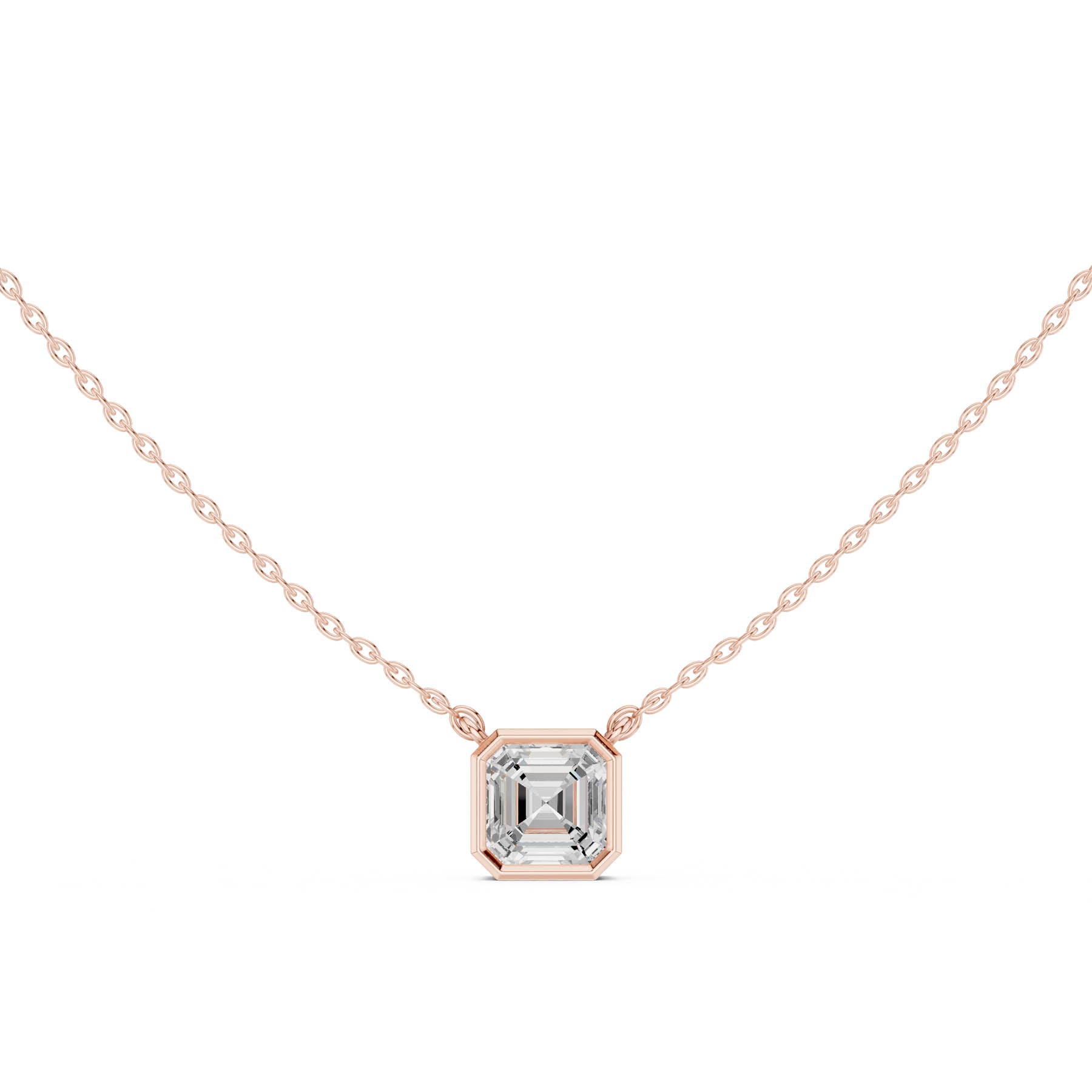 2.50 Ct. Asscher Cut Diamond Solitaire Necklace with Bezel Setting (DDPO-007 - AC) 10