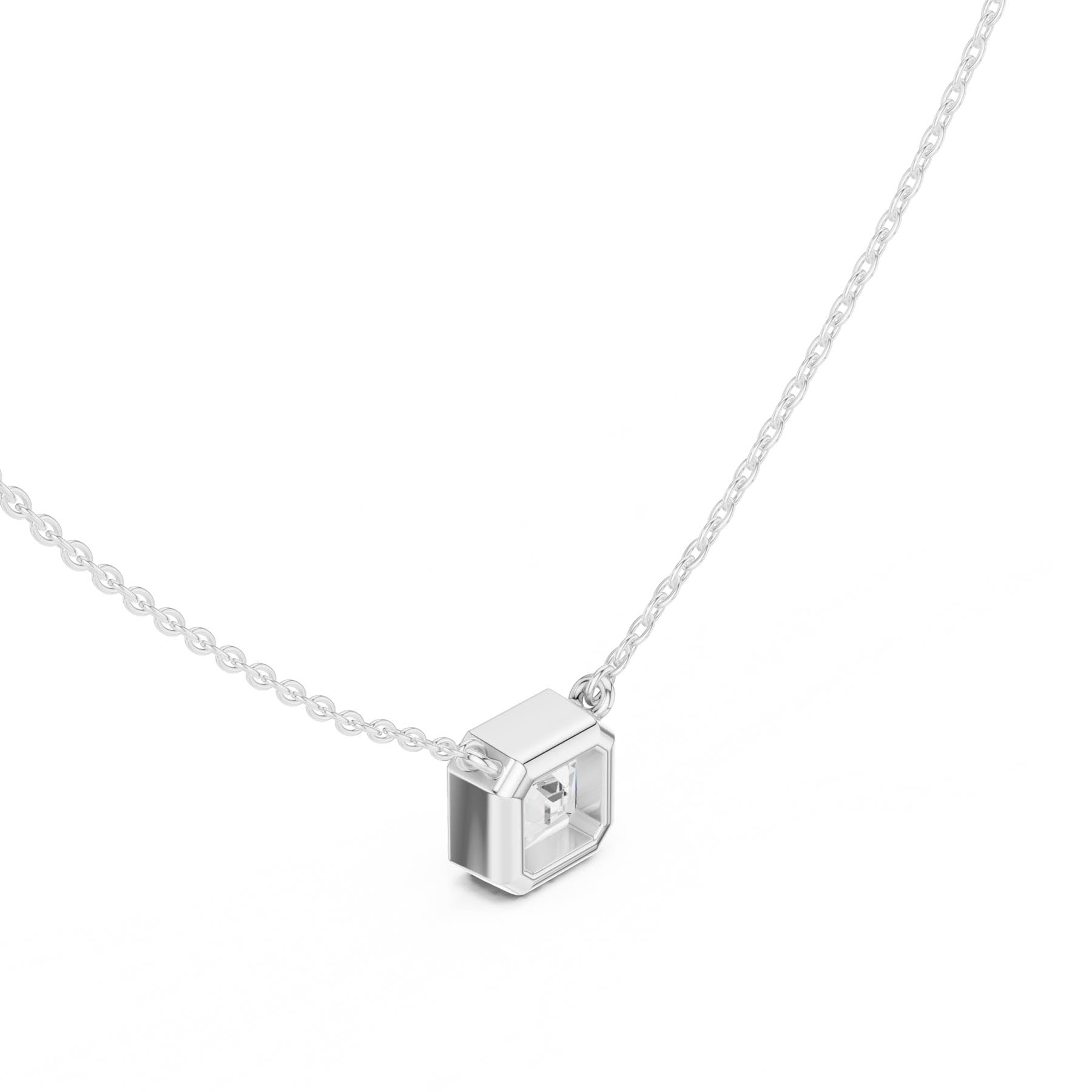 2.50 Ct. Asscher Cut Diamond Solitaire Necklace with Bezel Setting (DDPO-007 - AC) 12