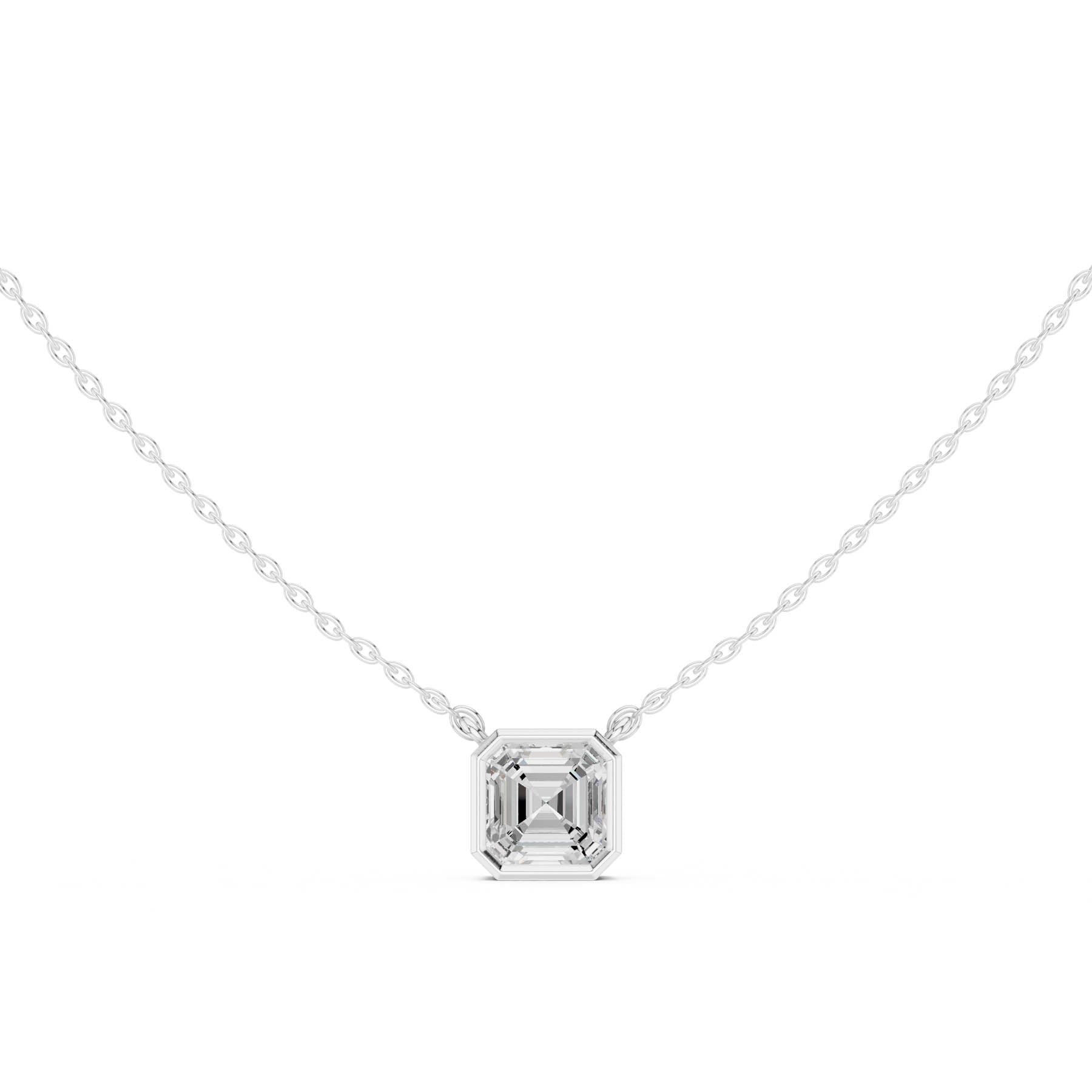 2.50 Ct. Asscher Cut Diamond Solitaire Necklace with Bezel Setting (DDPO-007 - AC) 1