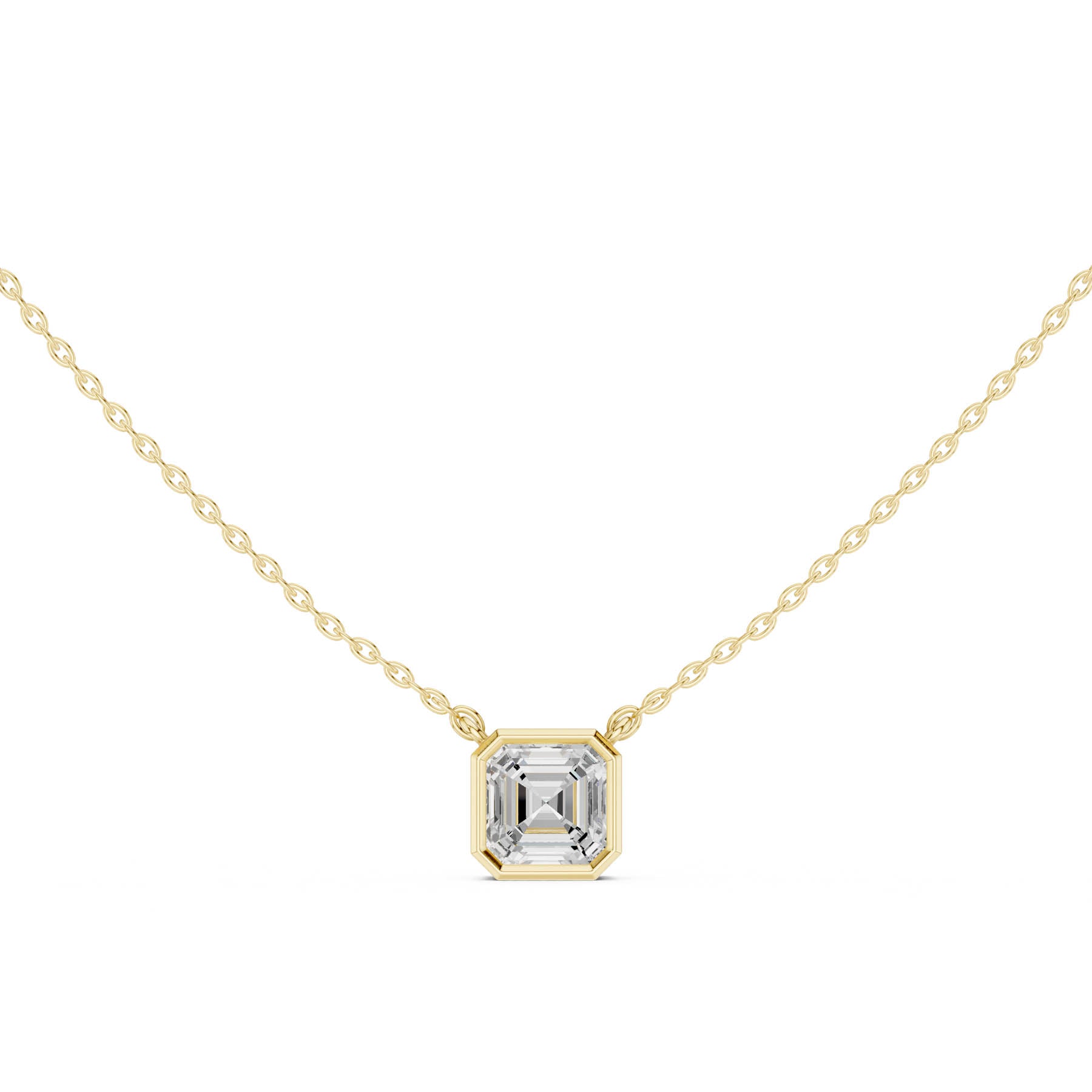 2.50 Ct. Asscher Cut Diamond Solitaire Necklace with Bezel Setting (DDPO-007 - AC) 7