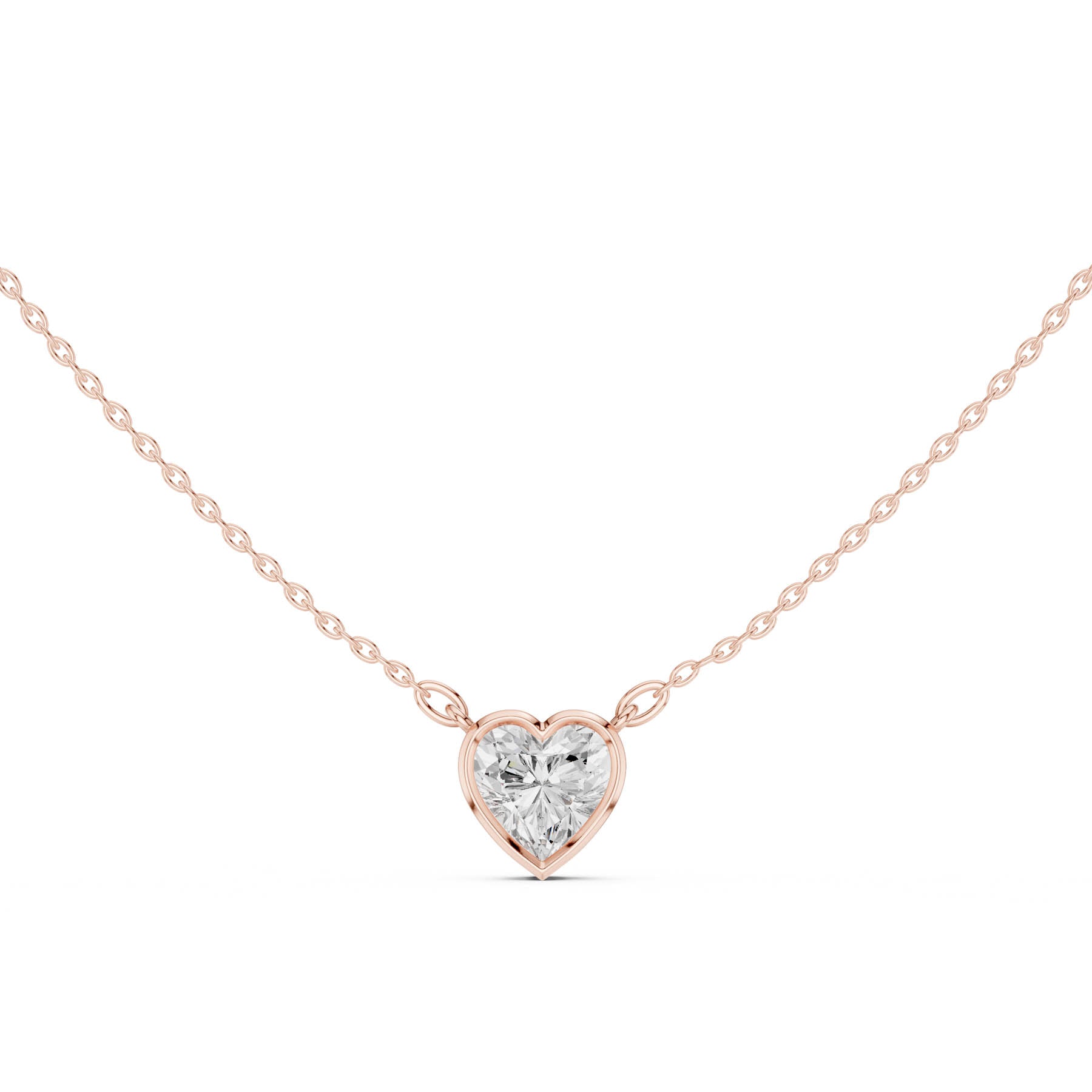 2.50 Ct. Heart Shape Diamond Solitaire Necklace with Bezel Setting (DDPO-007 - HR) 8