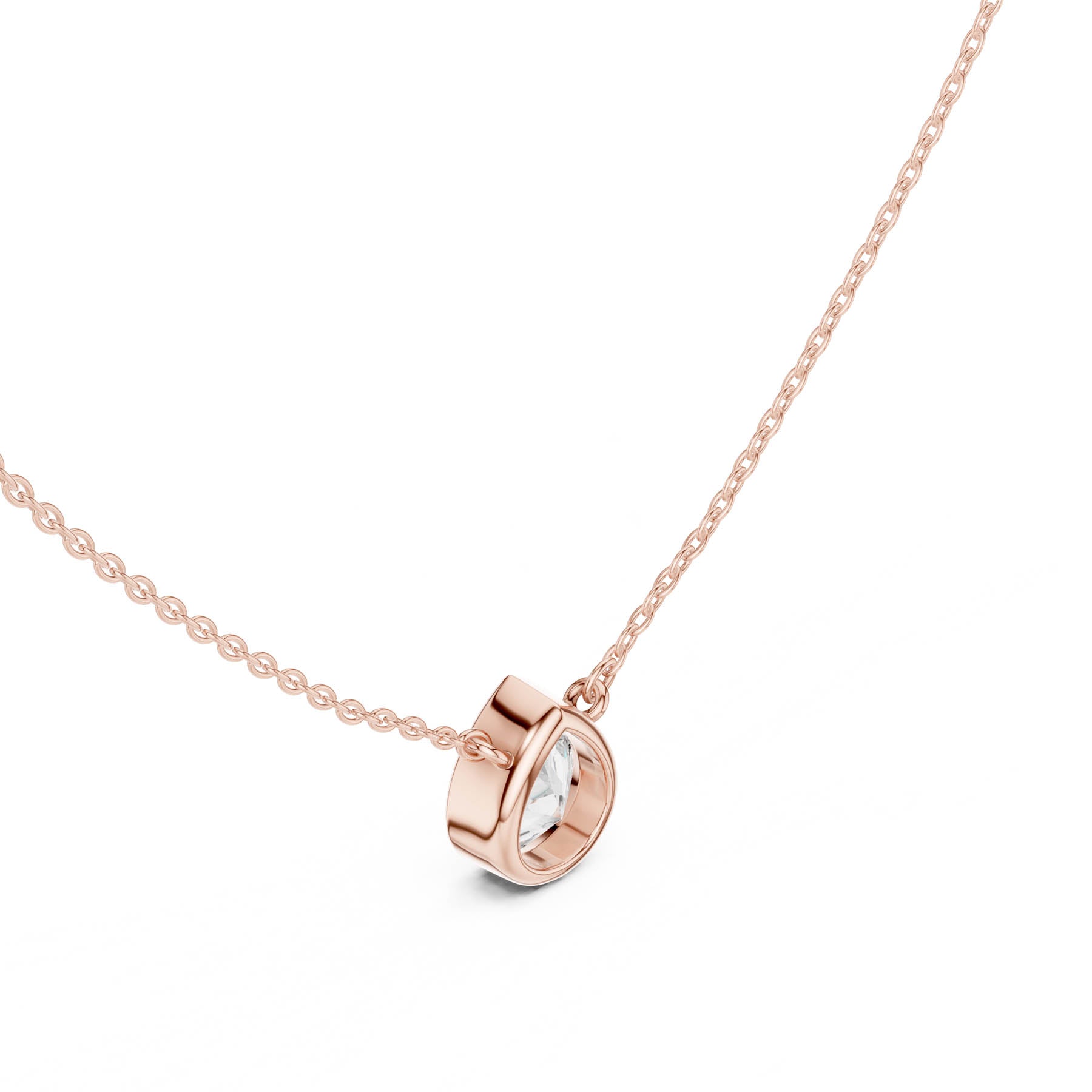 2.50 Ct. Pear Cut Diamond Solitaire Necklace with Bezel Setting (DDPO-007 - PE) 3