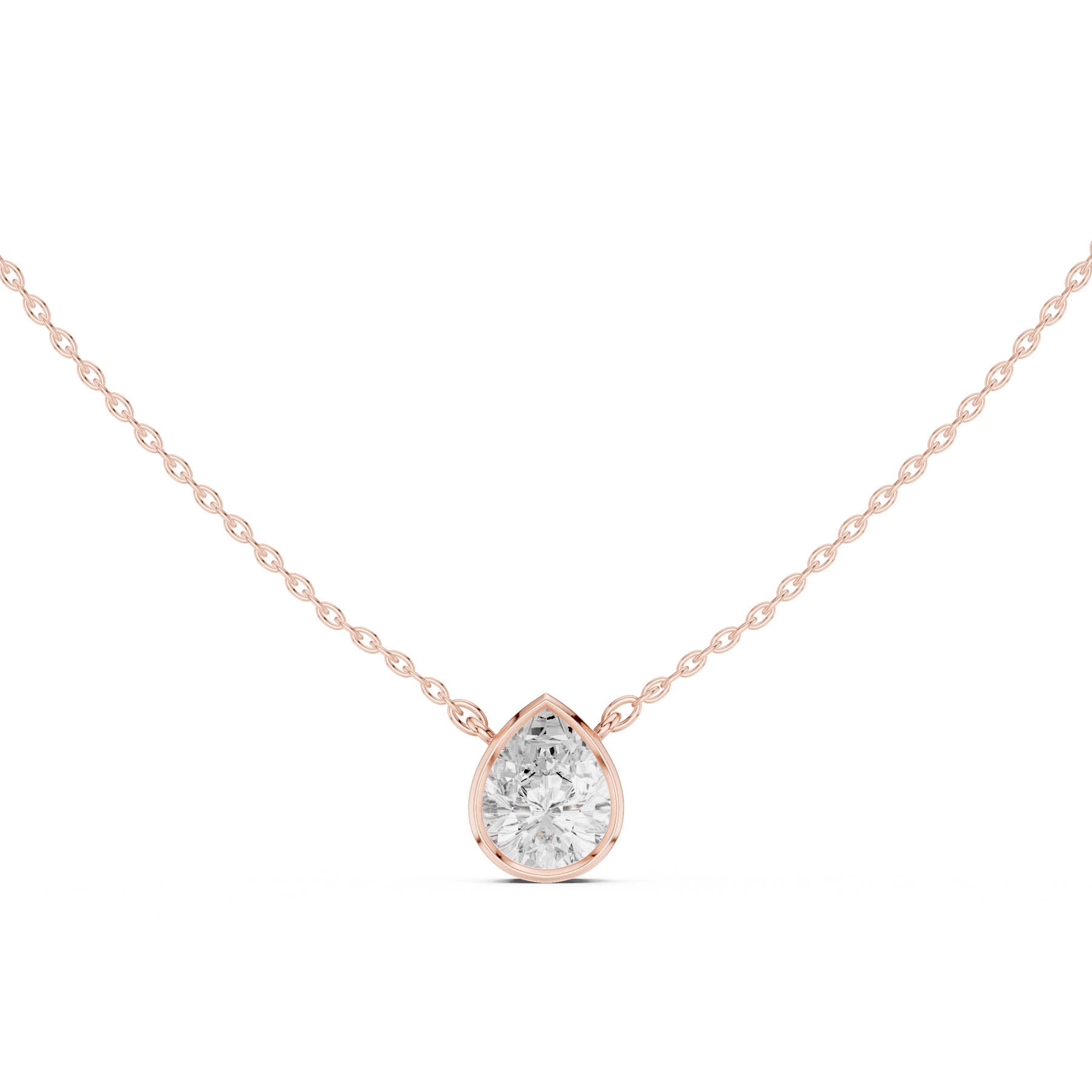 2.50 Ct. Pear Cut Diamond Solitaire Necklace with Bezel Setting (DDPO-007 - PE) 4