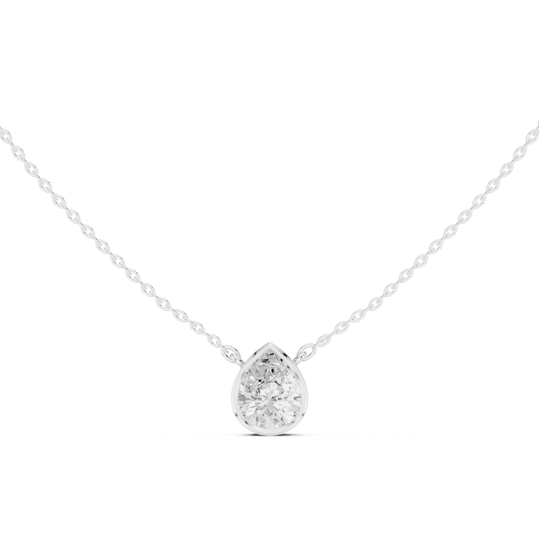 2.50 Ct. Pear Cut Diamond Solitaire Necklace with Bezel Setting (DDPO-007 - PE) 1