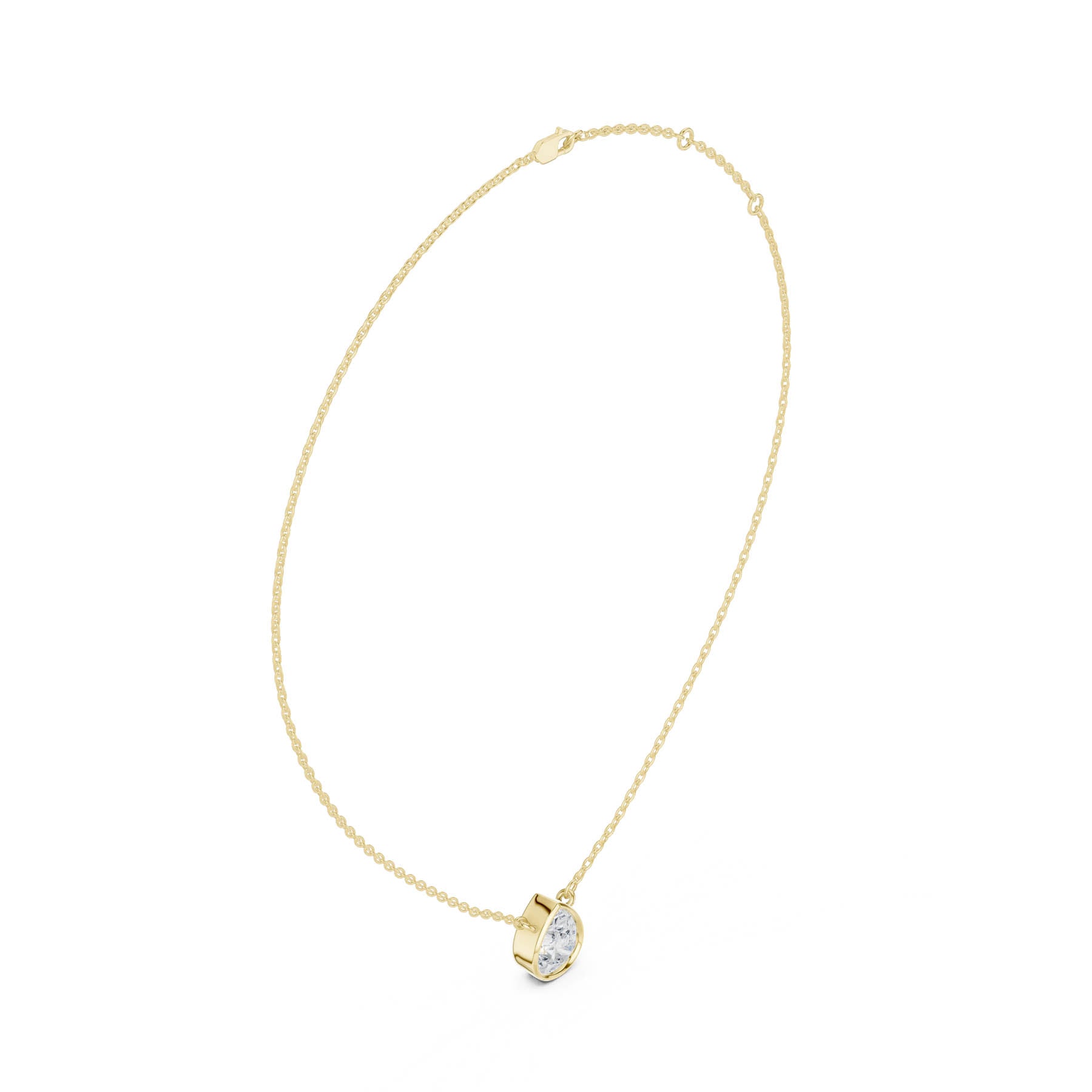 2.50 Ct. Pear Cut Diamond Solitaire Necklace with Bezel Setting (DDPO-007 - PE) 2