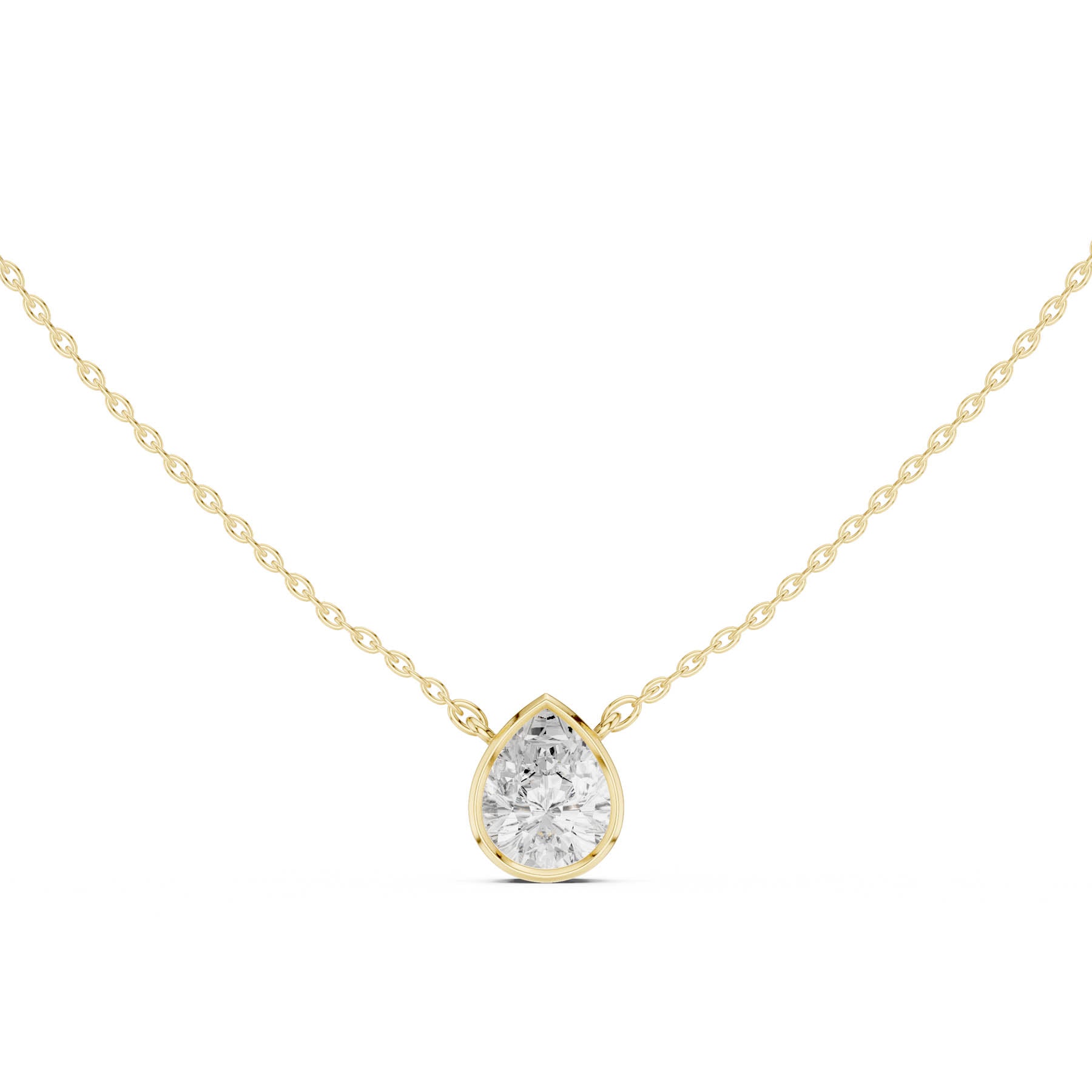 2.50 Ct. Pear Cut Diamond Solitaire Necklace with Bezel Setting (DDPO-007 - PE) 10