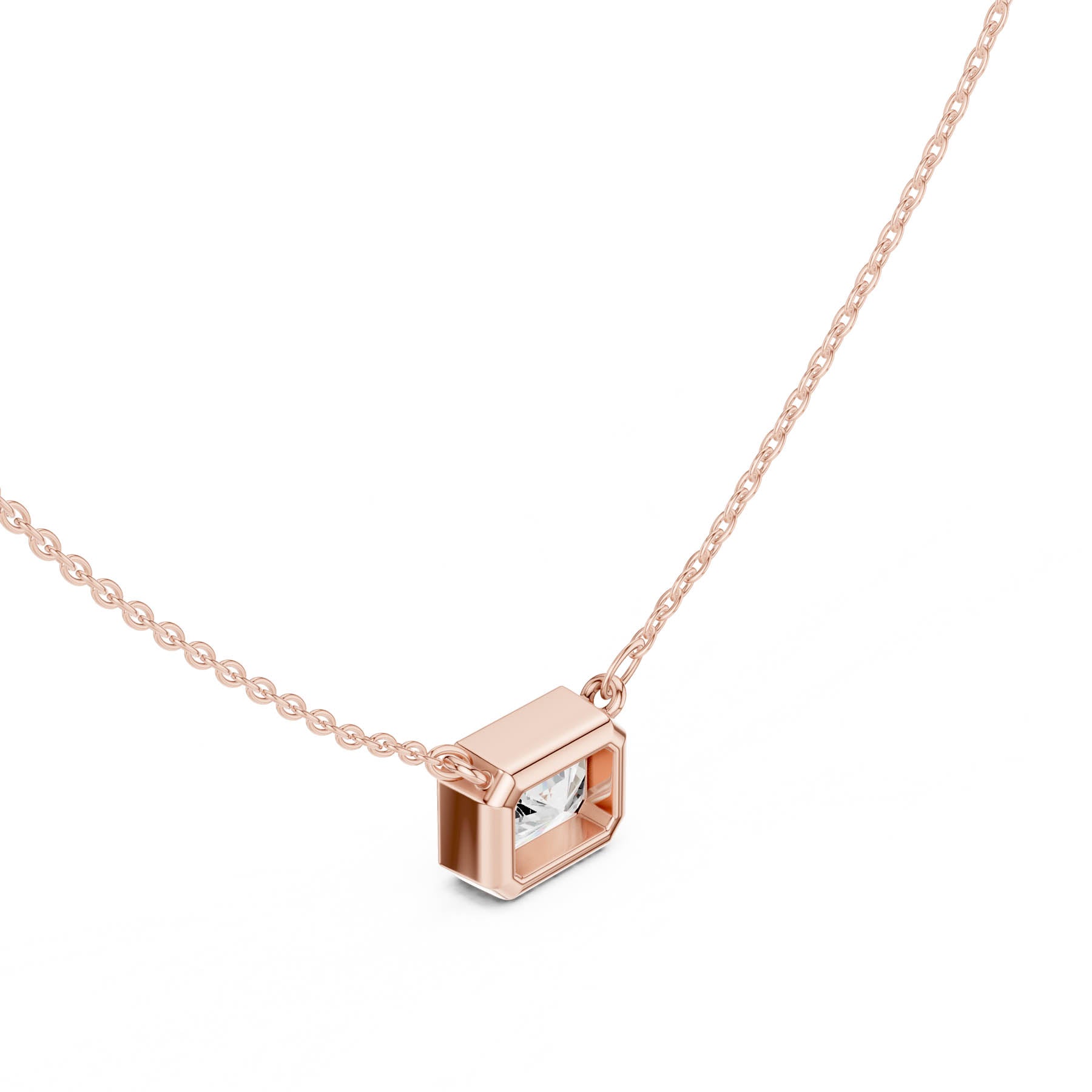 2.50 Ct. Radiant Cut Diamond Solitaire Necklace with Bezel Setting (DDPO-007 - RA) 3
