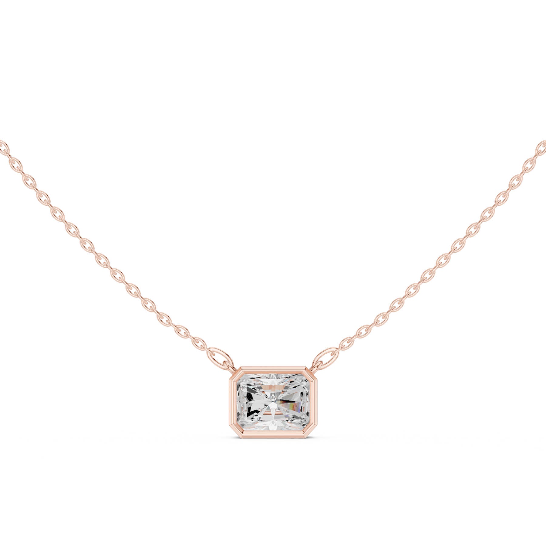 2.50 Ct. Radiant Cut Diamond Solitaire Necklace with Bezel Setting (DDPO-007 - RA) 4