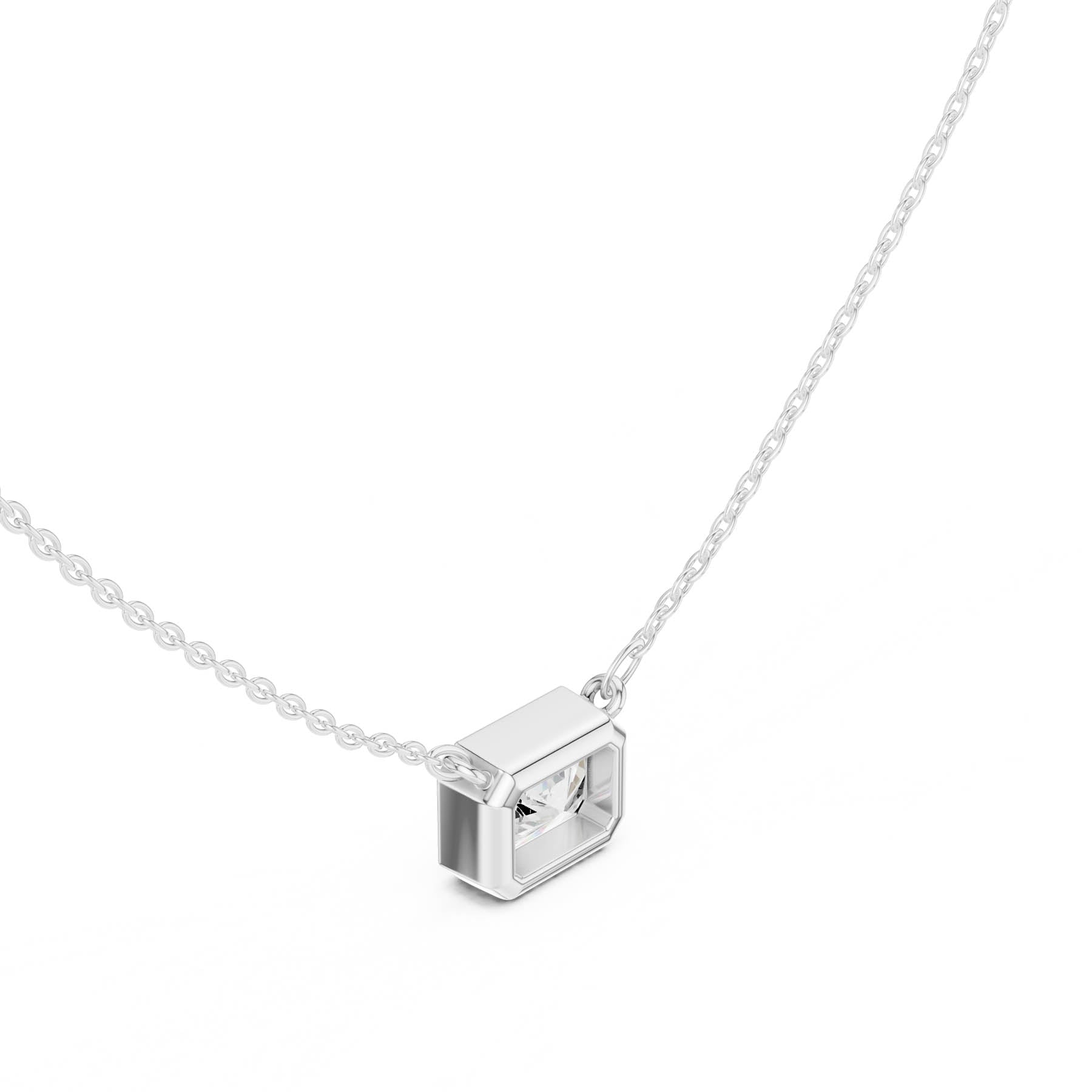 2.50 Ct. Radiant Cut Diamond Solitaire Necklace with Bezel Setting (DDPO-007 - RA) 6