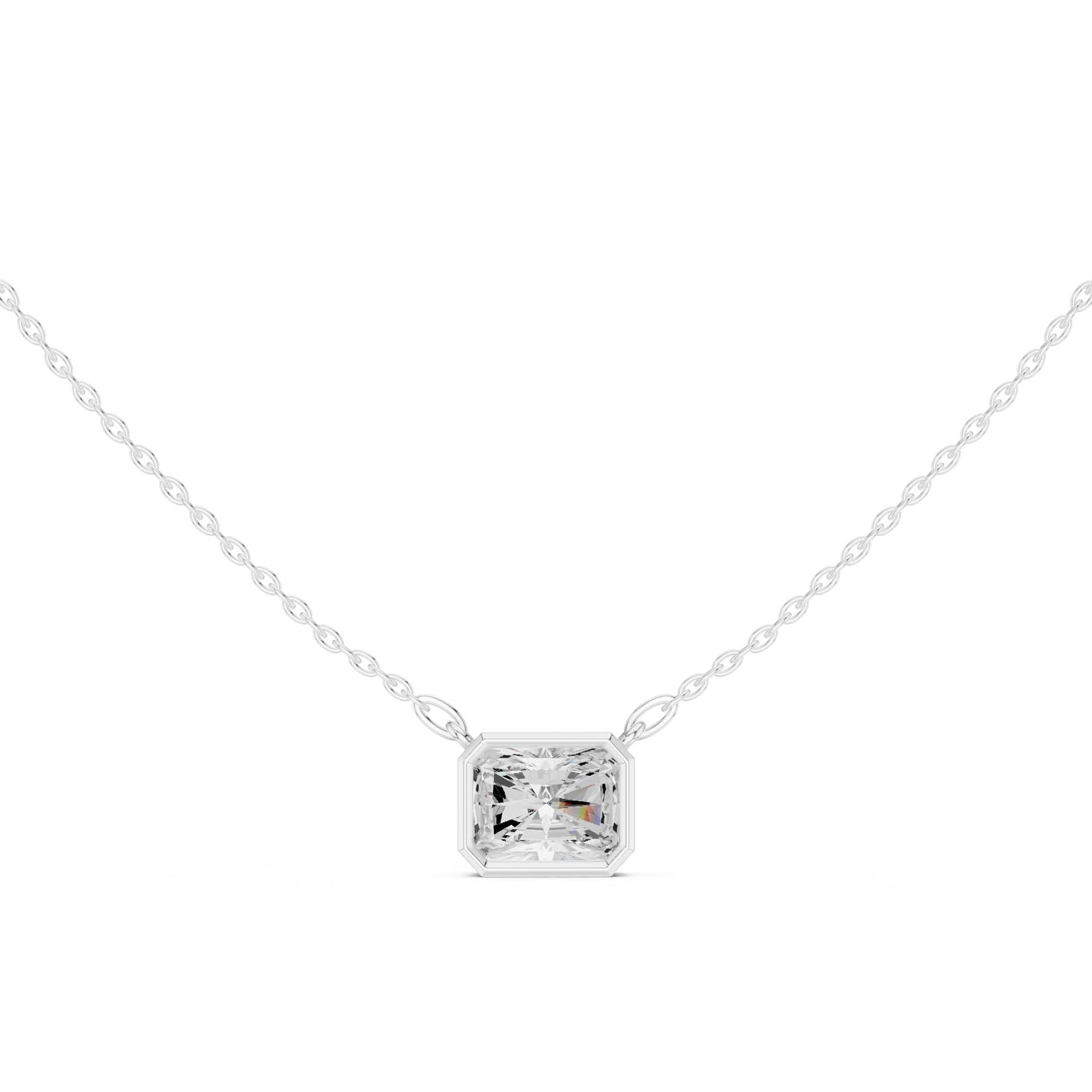 2.50 Ct. Radiant Cut Diamond Solitaire Necklace with Bezel Setting (DDPO-007 - RA) 1
