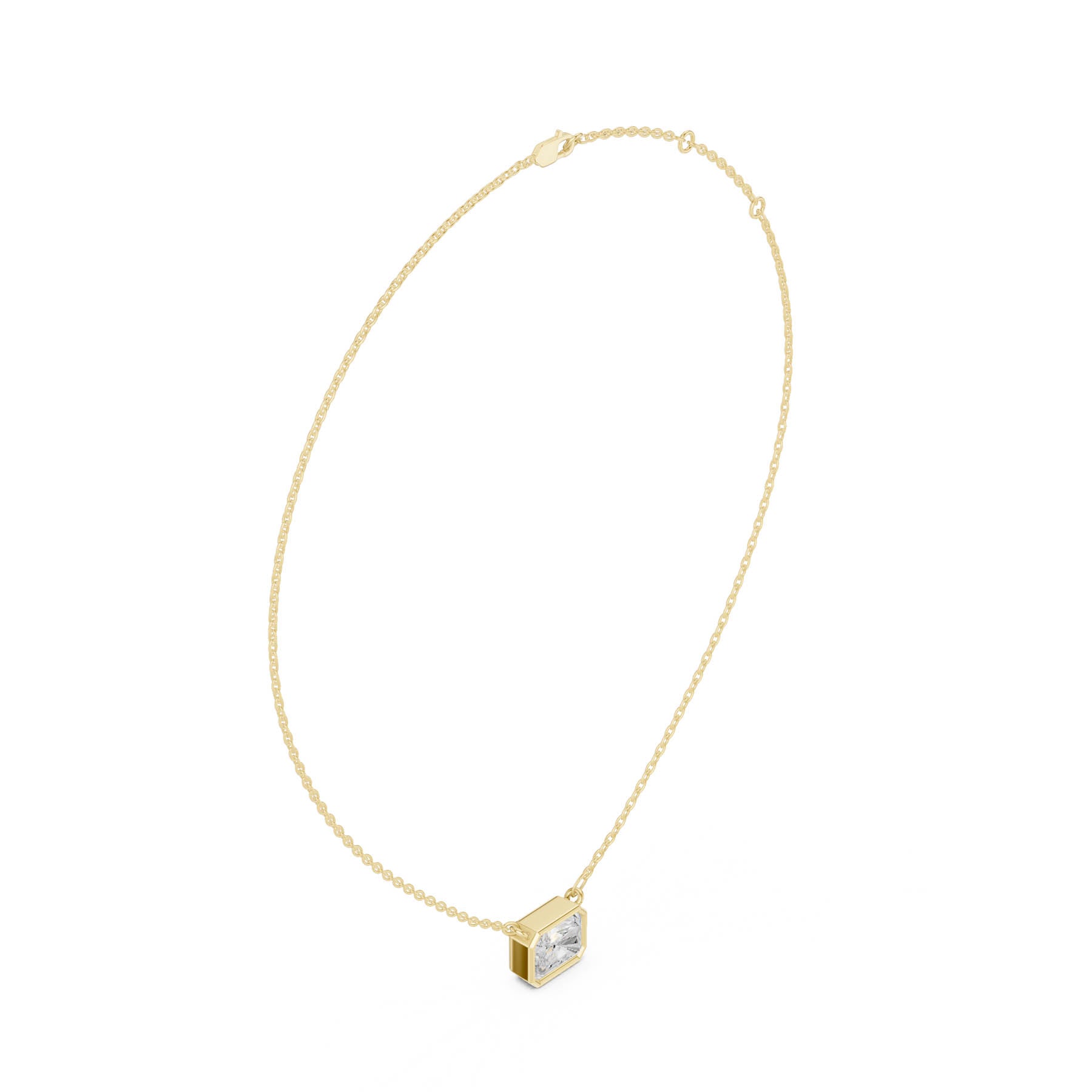 2.50 Ct. Radiant Cut Diamond Solitaire Necklace with Bezel Setting (DDPO-007 - RA) 2