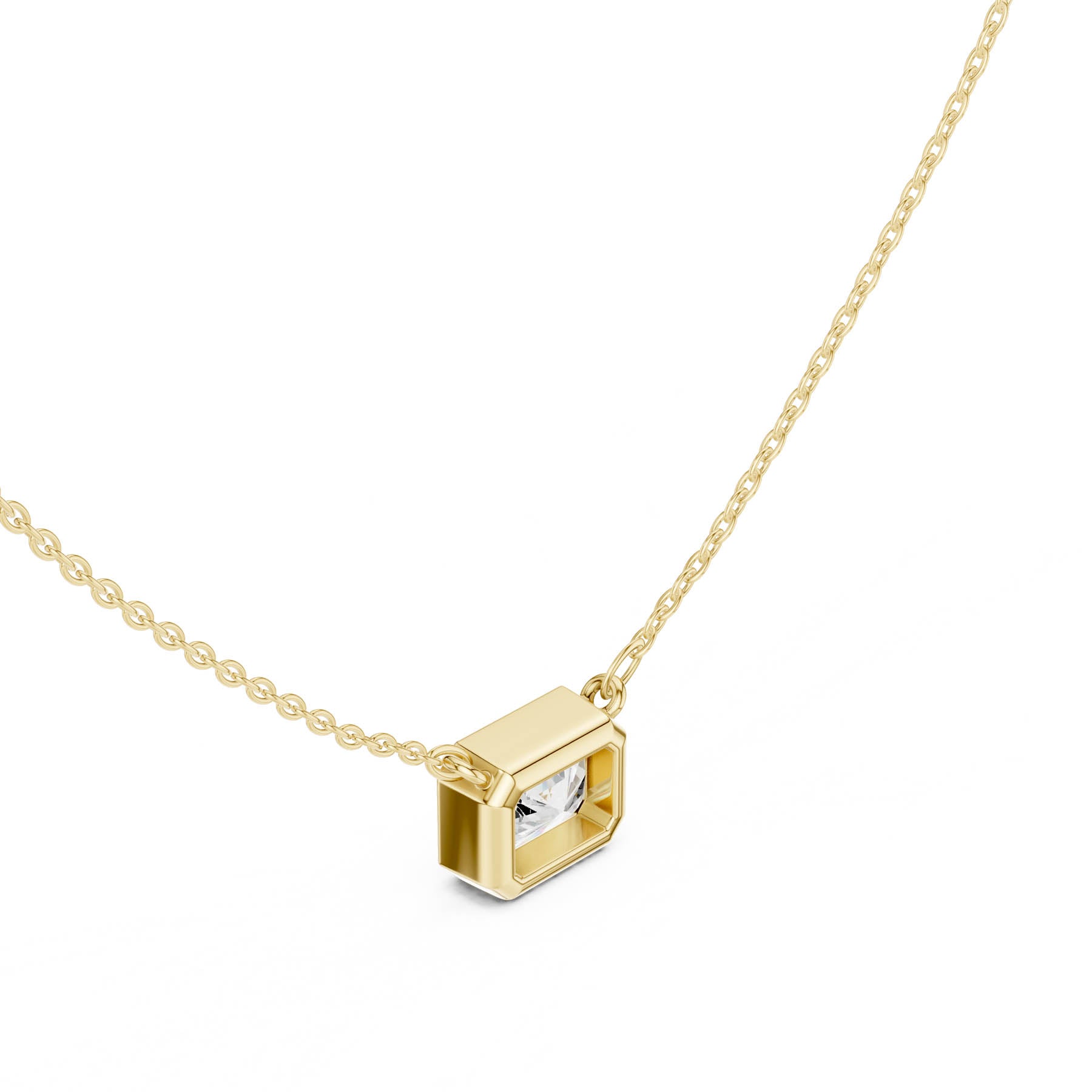2.50 Ct. Radiant Cut Diamond Solitaire Necklace with Bezel Setting (DDPO-007 - RA) 8