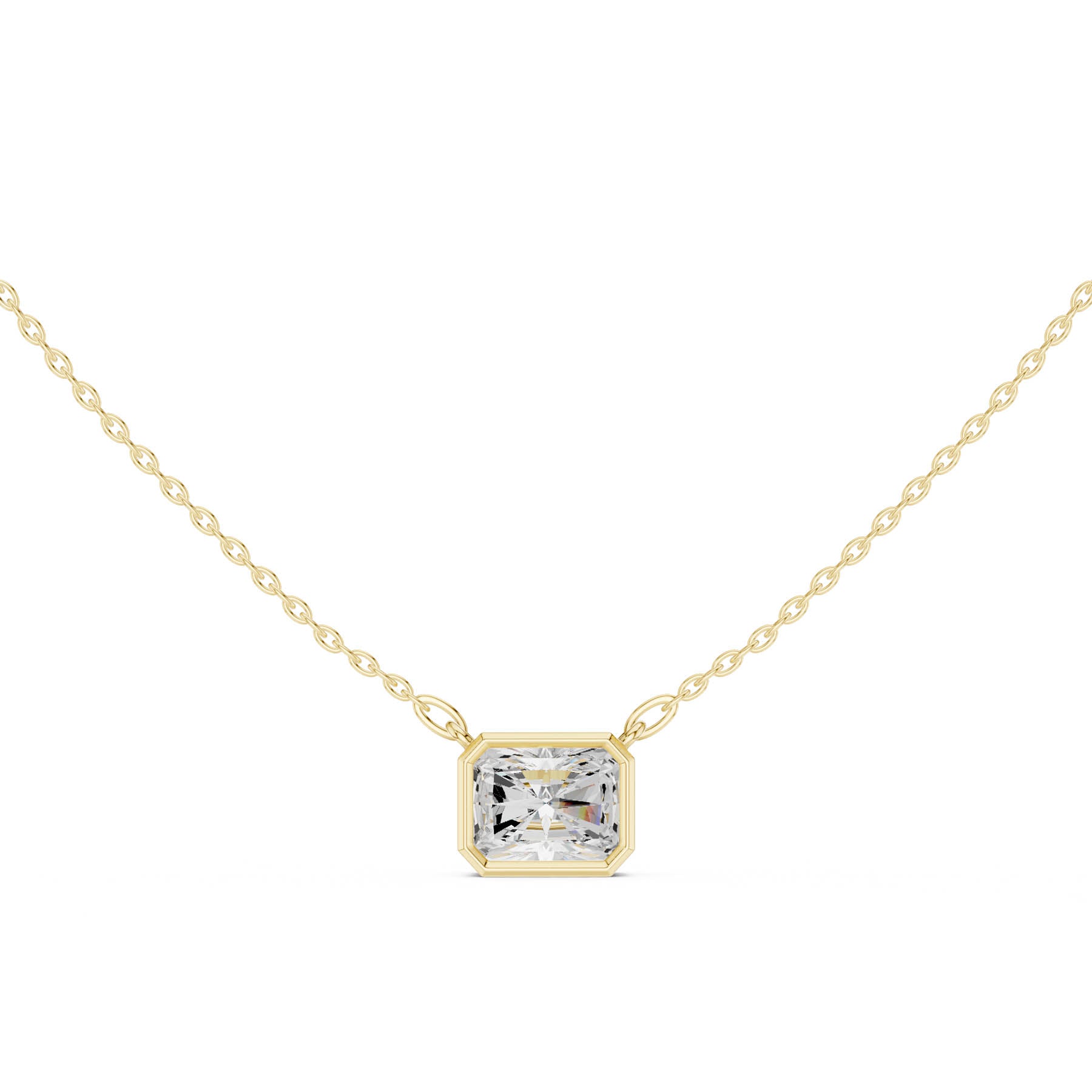 2.50 Ct. Radiant Cut Diamond Solitaire Necklace with Bezel Setting (DDPO-007 - RA) 10