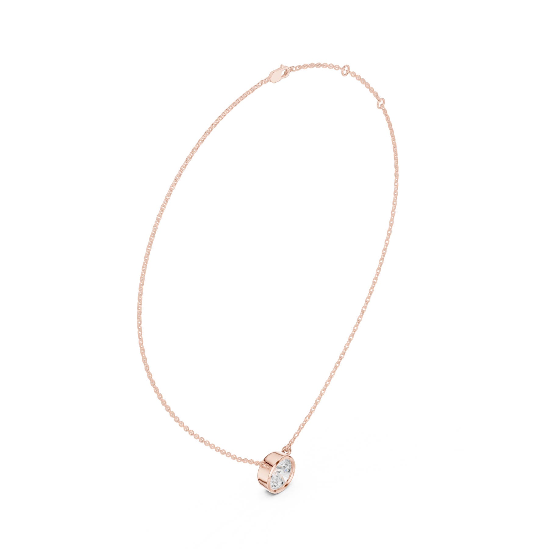 2.50 Ct. Round Diamond Solitaire Necklace with Bezel Setting (DDPO-007 - RD) 7