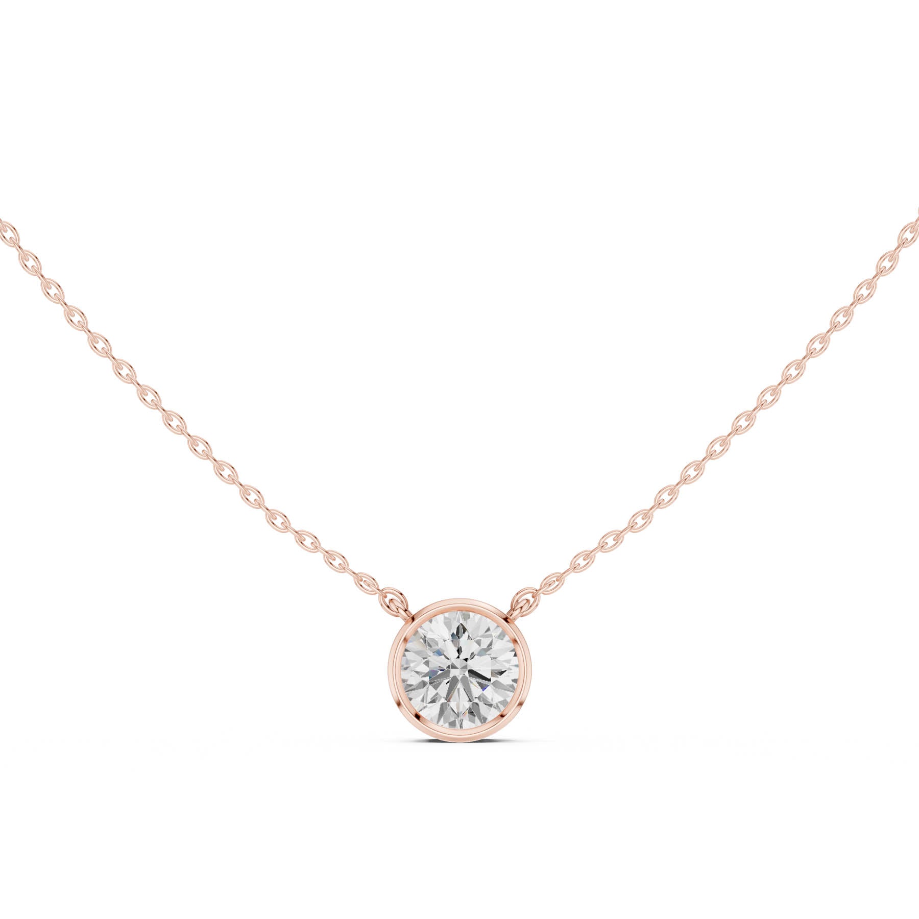 2.50 Ct. Round Diamond Solitaire Necklace with Bezel Setting (DDPO-007 - RD) 9