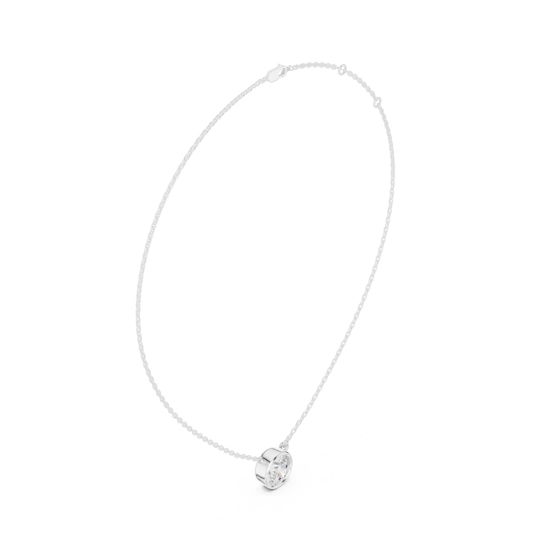 2.50 Ct. Round Diamond Solitaire Necklace with Bezel Setting (DDPO-007 - RD) 10