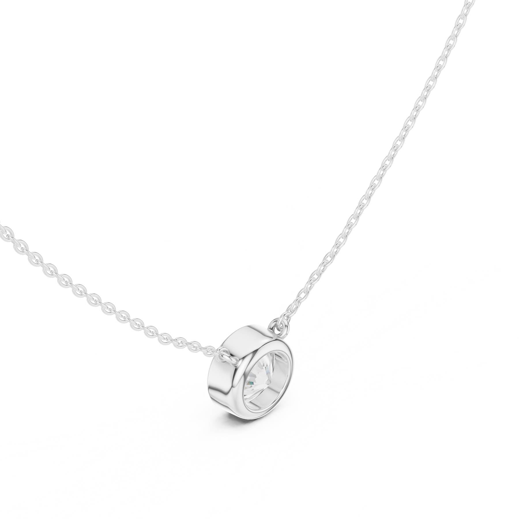 2.50 Ct. Round Diamond Solitaire Necklace with Bezel Setting (DDPO-007 - RD) 11