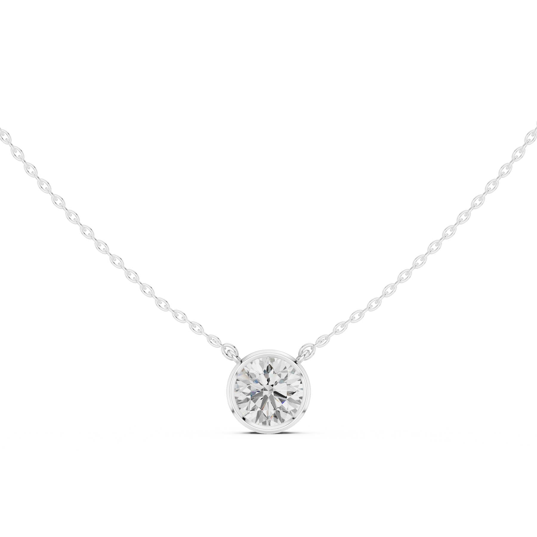 2.50 Ct. Round Diamond Solitaire Necklace with Bezel Setting (DDPO-007 - RD) 1
