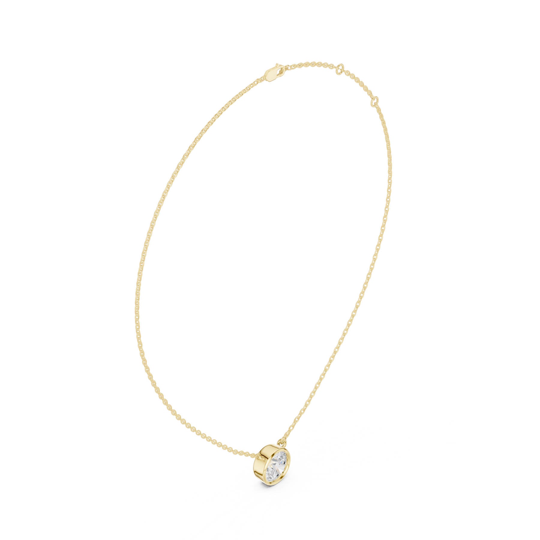 2.50 Ct. Round Diamond Solitaire Necklace with Bezel Setting (DDPO-007 - RD) 2