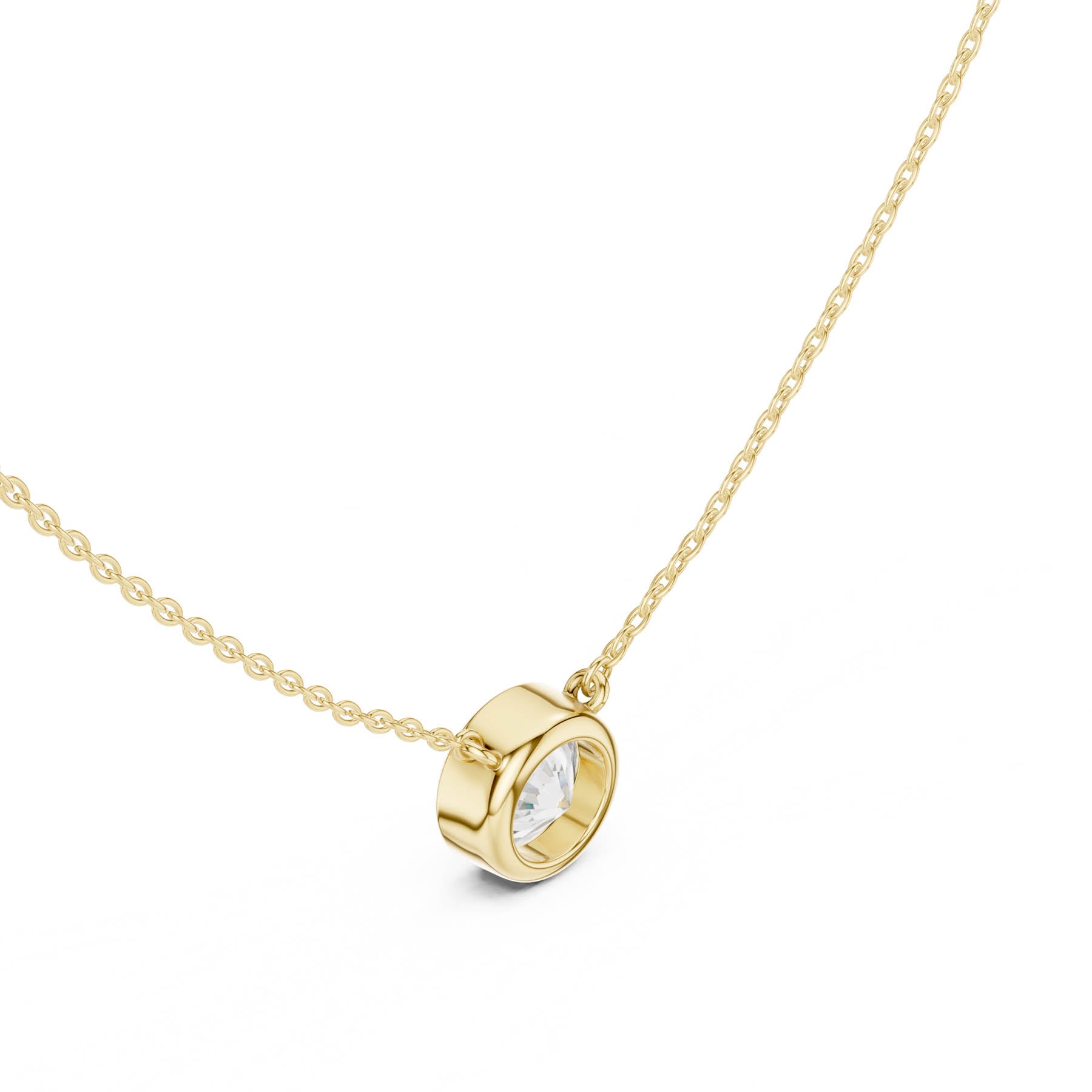 2.50 Ct. Round Diamond Solitaire Necklace with Bezel Setting (DDPO-007 - RD) 4