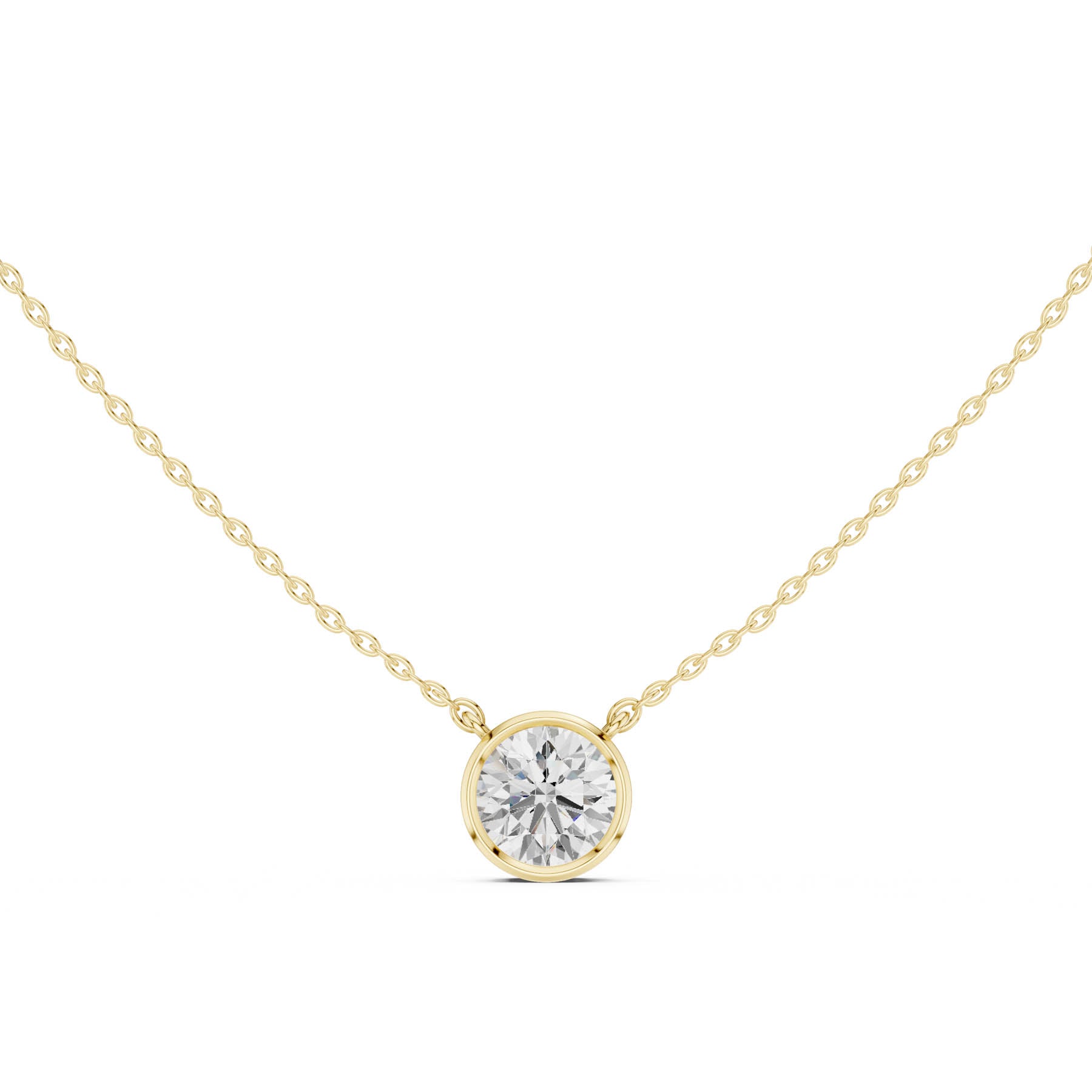 2.50 Ct. Round Diamond Solitaire Necklace with Bezel Setting (DDPO-007 - RD) 6