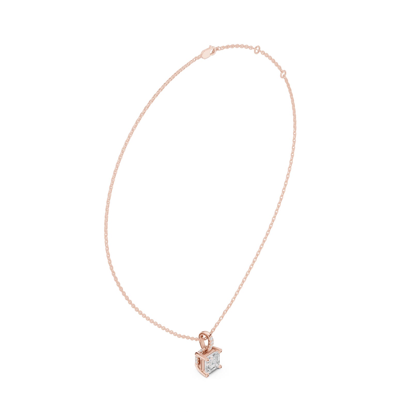 1.60 Ct. Asscher Cut Diamond Pendant Necklace with Pavé Bail (DDPO-009 - AC)