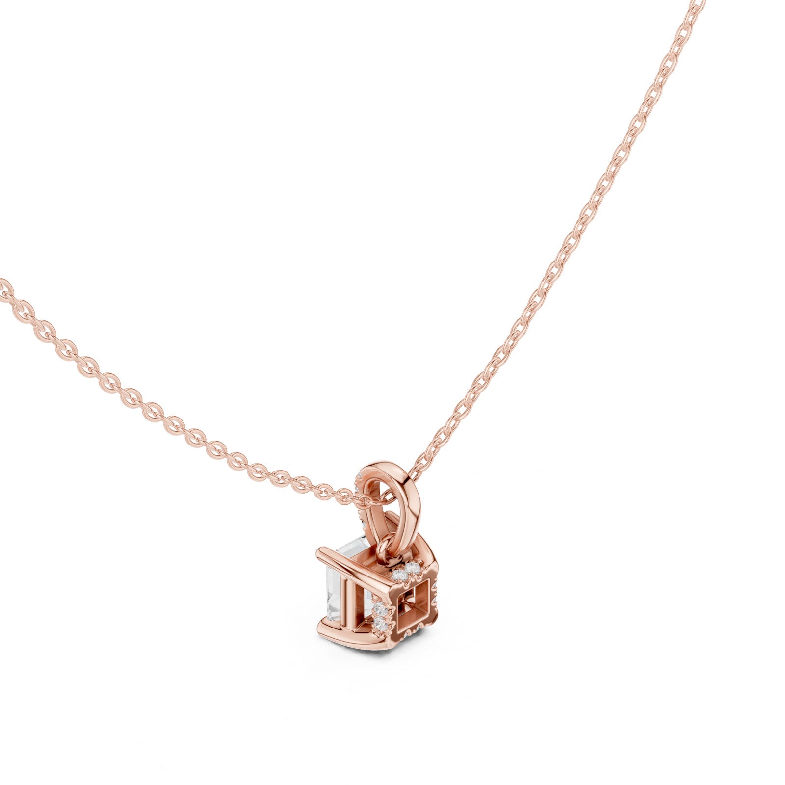 1.60 Ct. Asscher Cut Diamond Pendant Necklace with Pavé Bail (DDPO-009 - AC) 5
