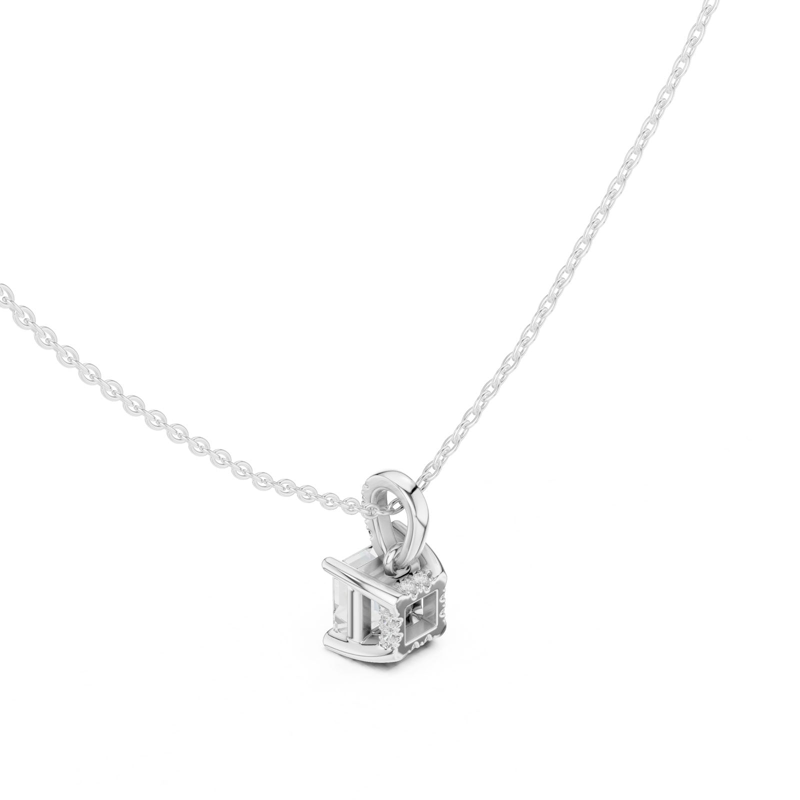 1.60 Ct. Asscher Cut Diamond Pendant Necklace with Pavé Bail (DDPO-009 - AC) 8