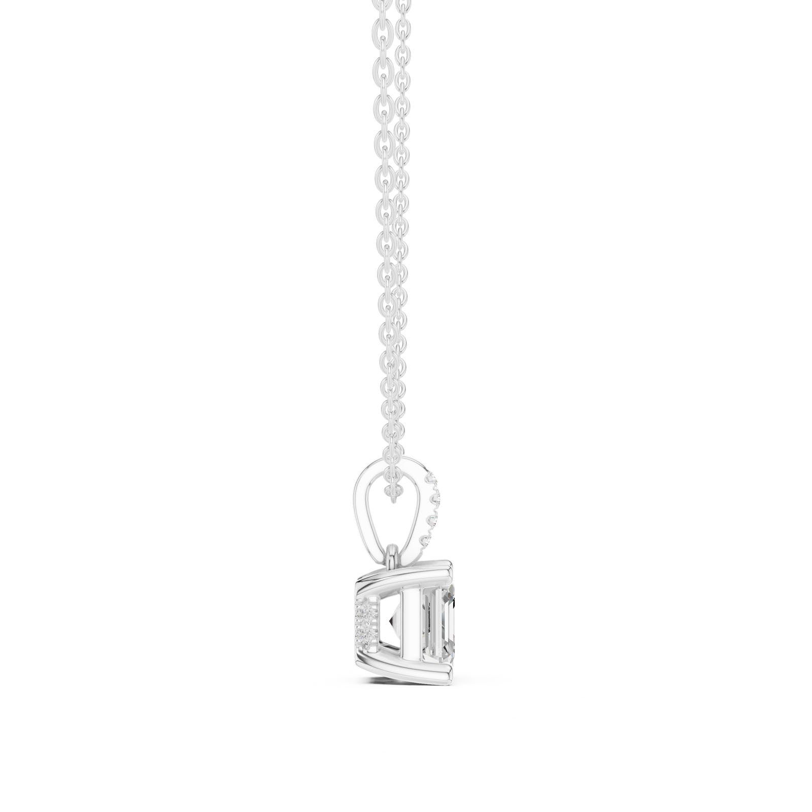 1.60 Ct. Asscher Cut Diamond Pendant Necklace with Pavé Bail (DDPO-009 - AC) 9