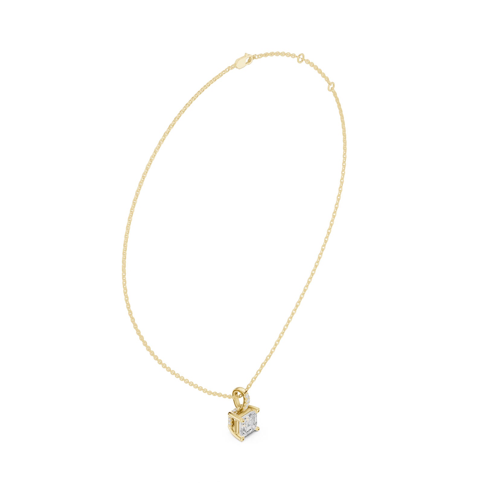 1.60 Ct. Asscher Cut Diamond Pendant Necklace with Pavé Bail (DDPO-009 - AC) 10