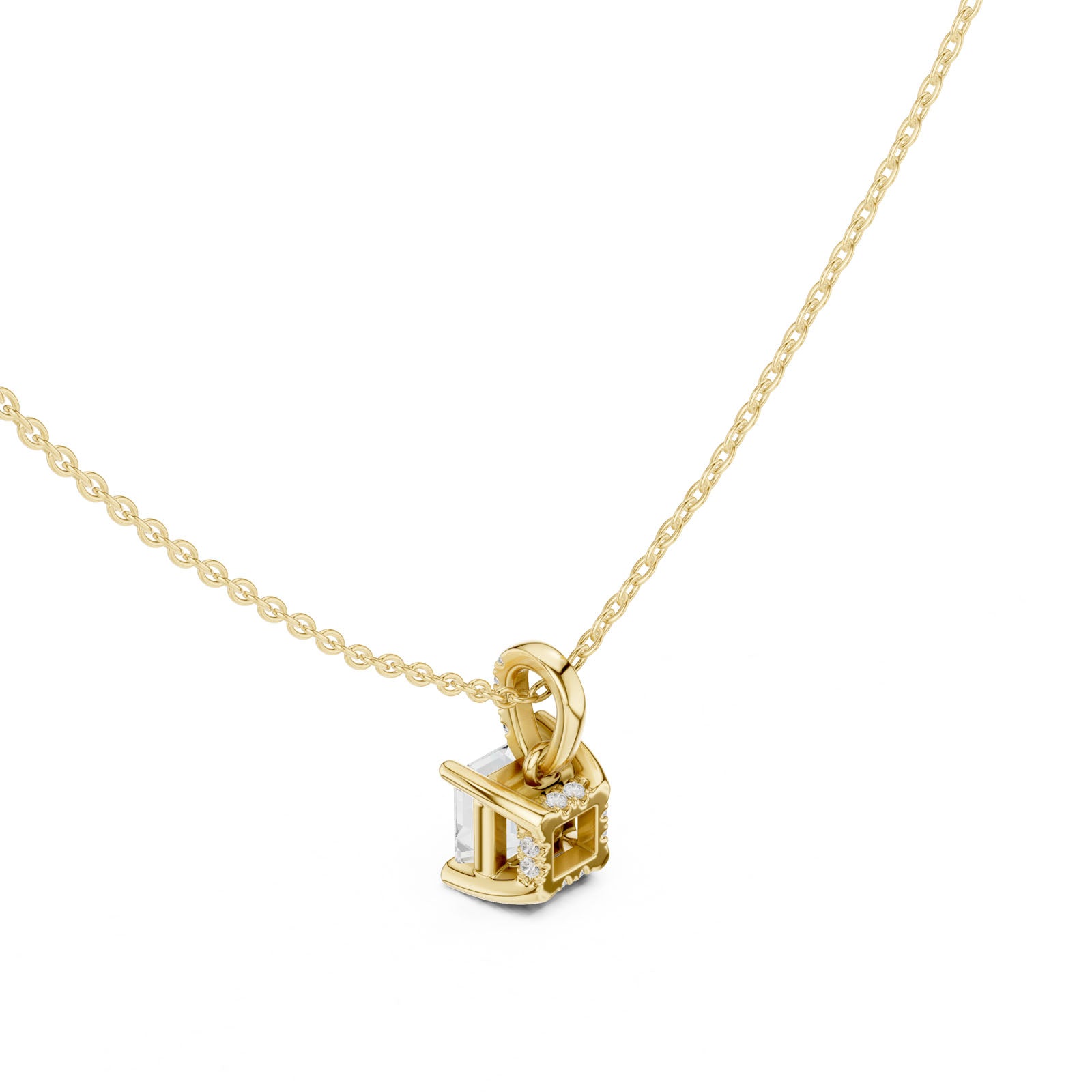 1.60 Ct. Asscher Cut Diamond Pendant Necklace with Pavé Bail (DDPO-009 - AC) 11