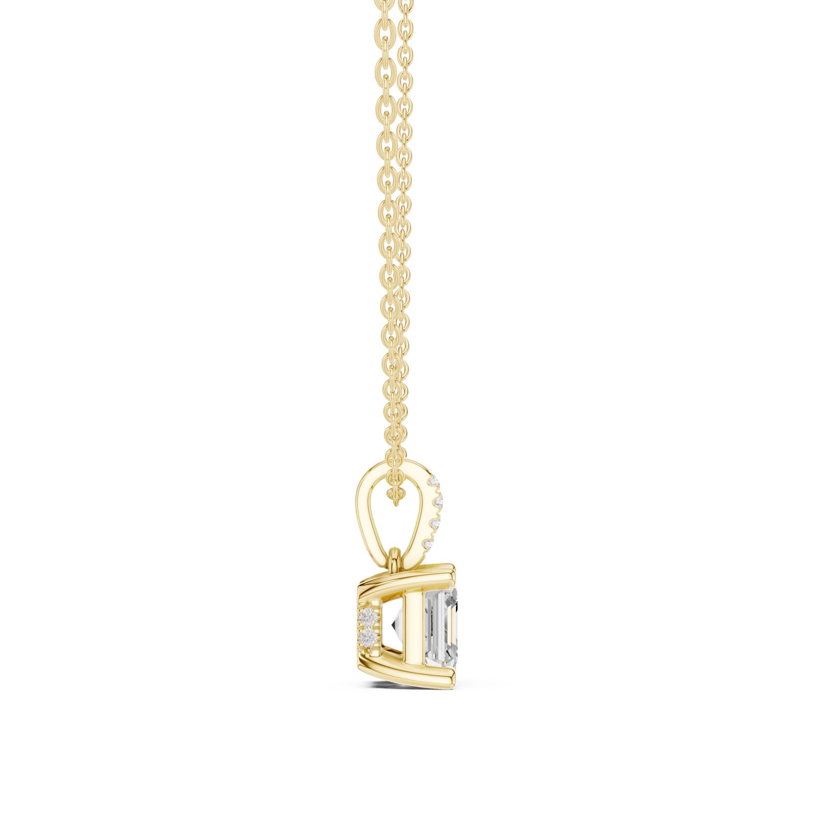 1.60 Ct. Asscher Cut Diamond Pendant Necklace with Pavé Bail (DDPO-009 - AC) 12