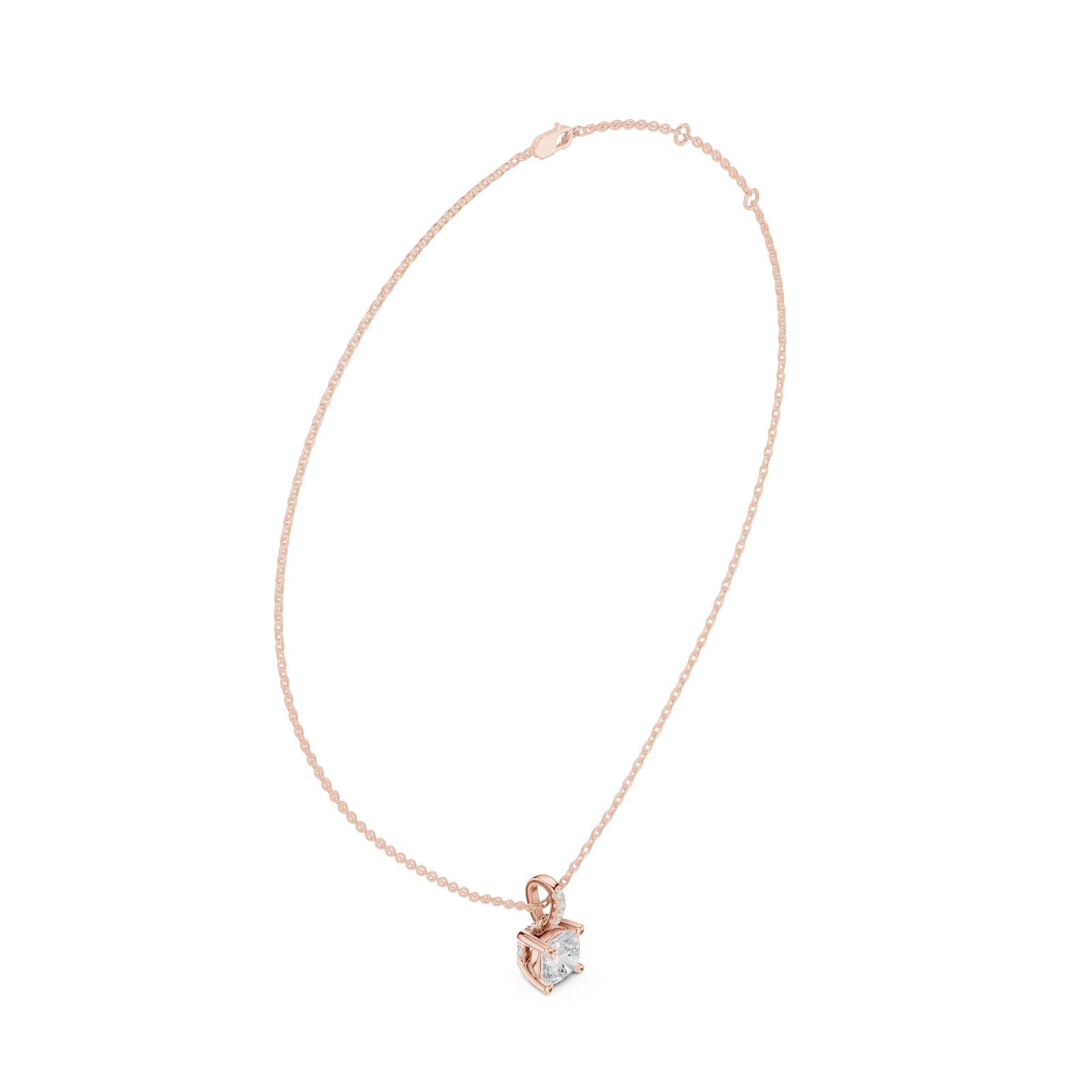 1.60 Ct. Cushion Cut Diamond Pendant Necklace with Pavé Bail (DDPO-009 - CU)