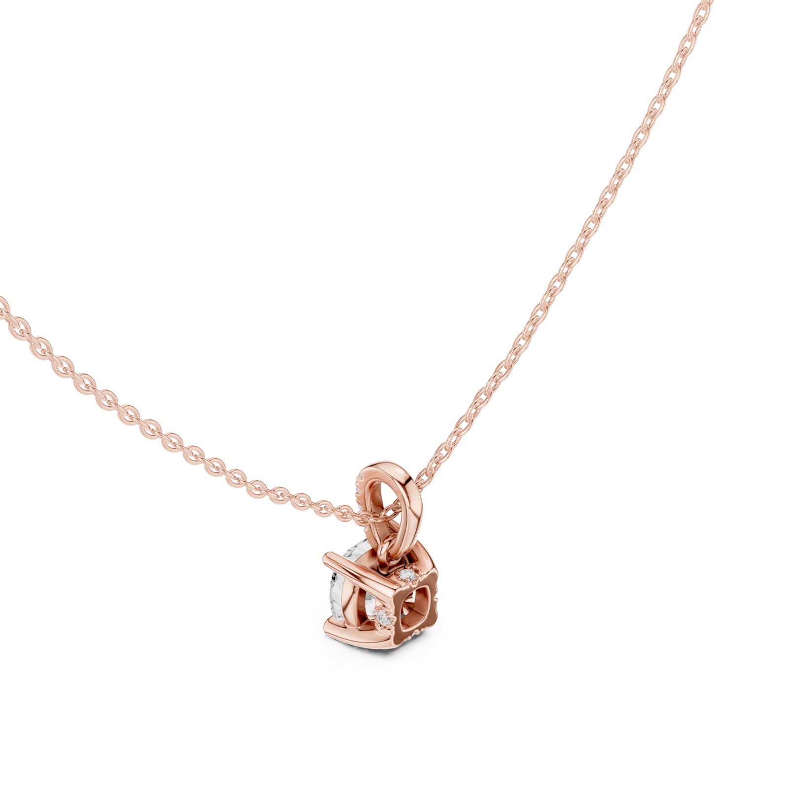 1.60 Ct. Cushion Cut Diamond Pendant Necklace with Pavé Bail (DDPO-009 - CU) 4