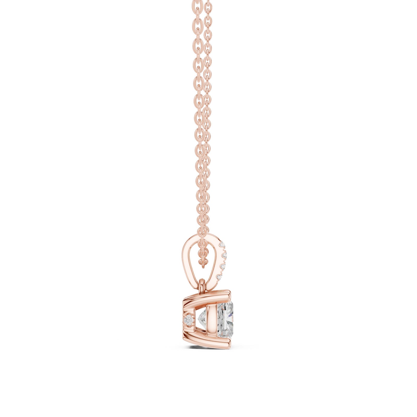 1.60 Ct. Cushion Cut Diamond Pendant Necklace with Pavé Bail (DDPO-009 - CU) 5