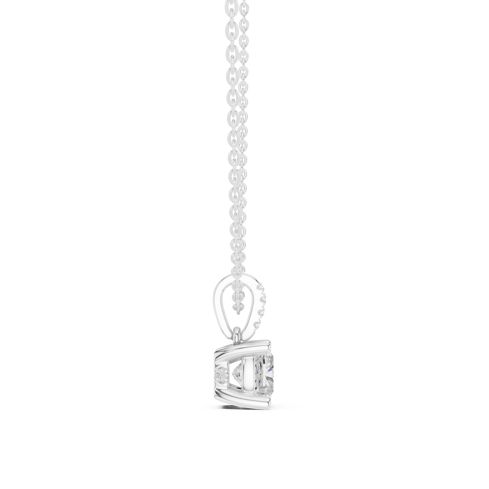 1.60 Ct. Cushion Cut Diamond Pendant Necklace with Pavé Bail (DDPO-009 - CU) 9