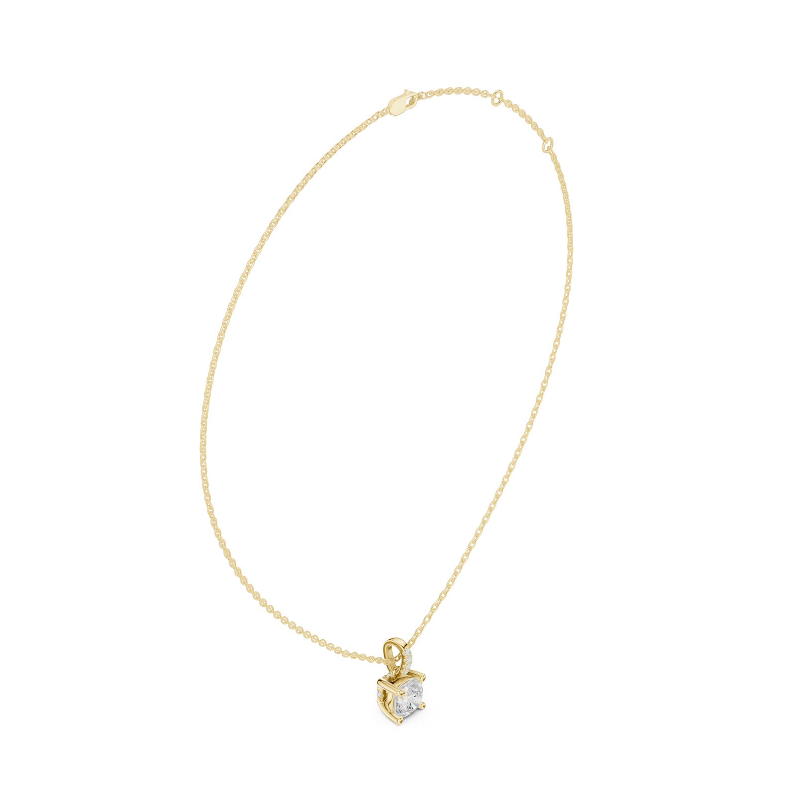 1.60 Ct. Cushion Cut Diamond Pendant Necklace with Pavé Bail (DDPO-009 - CU) 10