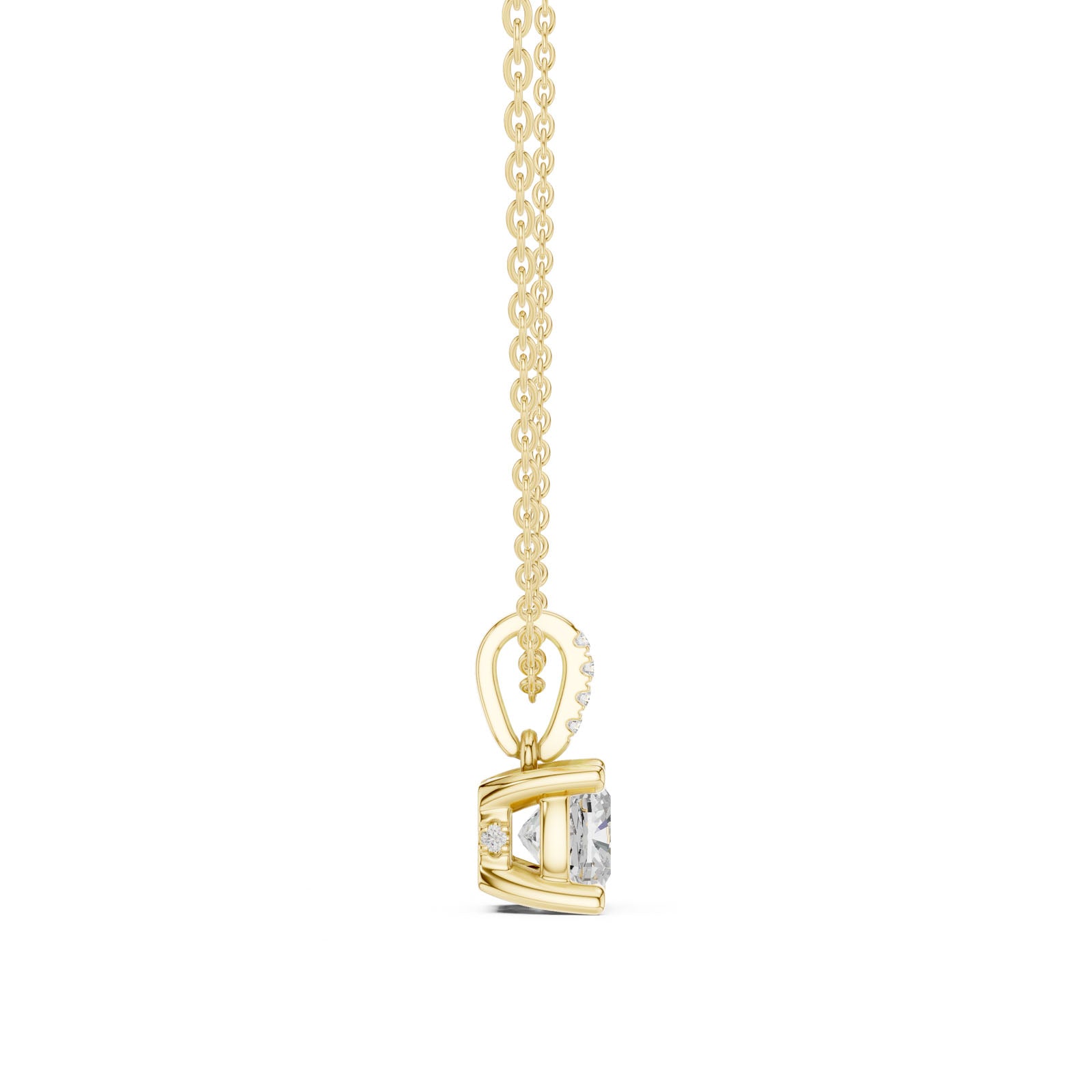 1.60 Ct. Cushion Cut Diamond Pendant Necklace with Pavé Bail (DDPO-009 - CU) 12