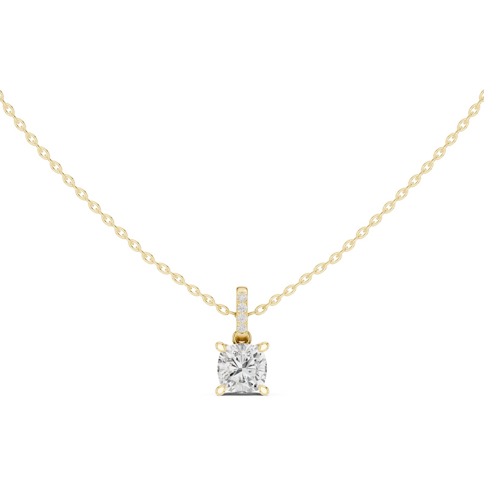 1.60 Ct. Cushion Cut Diamond Pendant Necklace with Pavé Bail (DDPO-009 - CU) 6