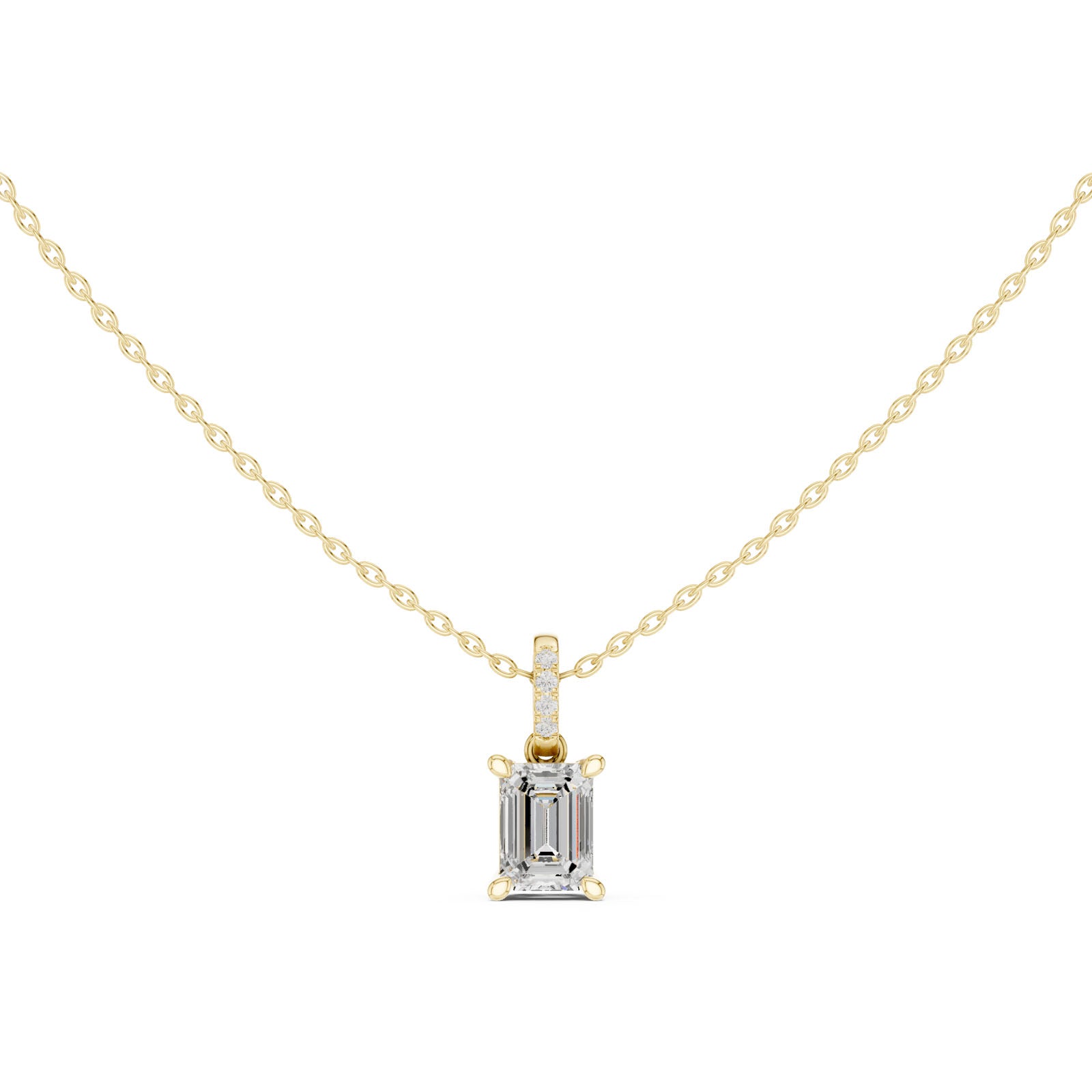 1.60 Ct. Emerald Cut Diamond Pendant Necklace with Pavé Bail (DDPO-009 - EM)