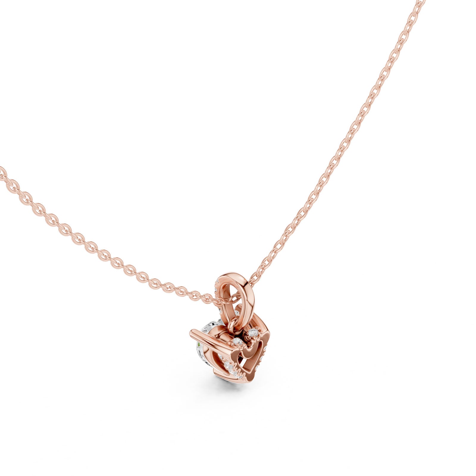 1.60 Ct. Heart Shape Diamond Pendant Necklace with Pavé Bail (DDPO-009 - HR) 5