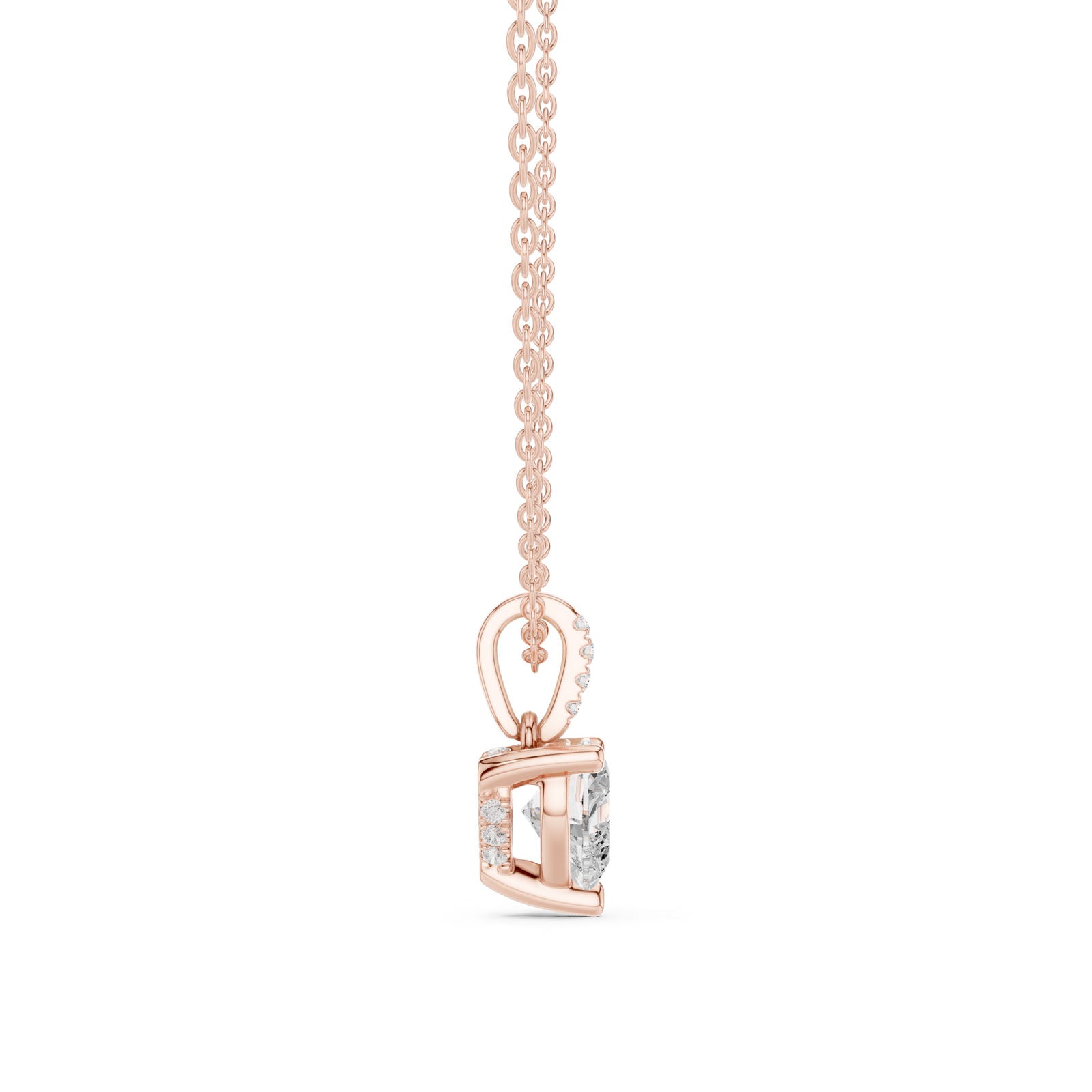 1.60 Ct. Heart Shape Diamond Pendant Necklace with Pavé Bail (DDPO-009 - HR) 9
