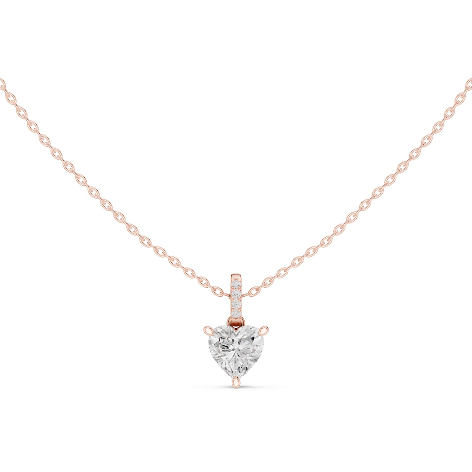 1.60 Ct. Heart Shape Diamond Pendant Necklace with Pavé Bail (DDPO-009 - HR) 6