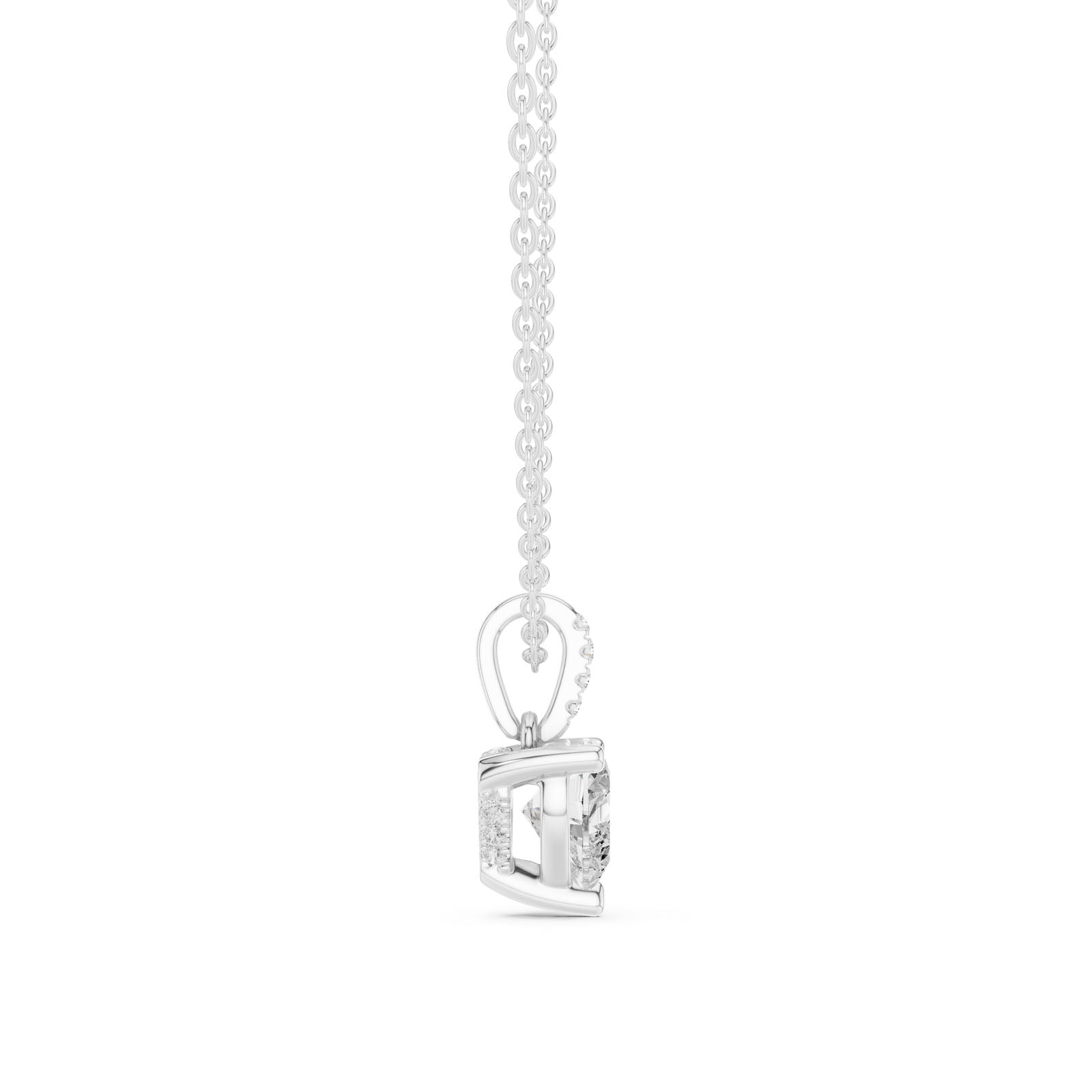 1.60 Ct. Heart Shape Diamond Pendant Necklace with Pavé Bail (DDPO-009 - HR) 10