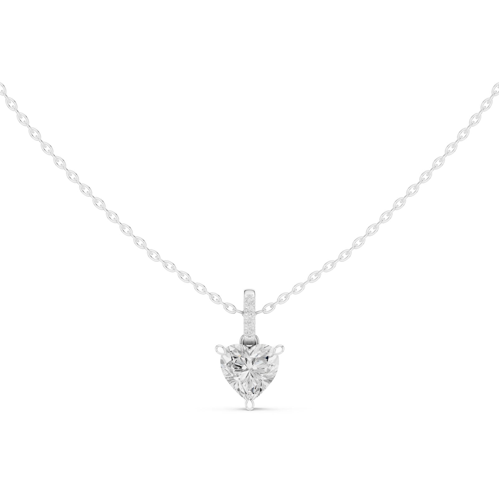 1.60 Ct. Heart Shape Diamond Pendant Necklace with Pavé Bail (DDPO-009 - HR)