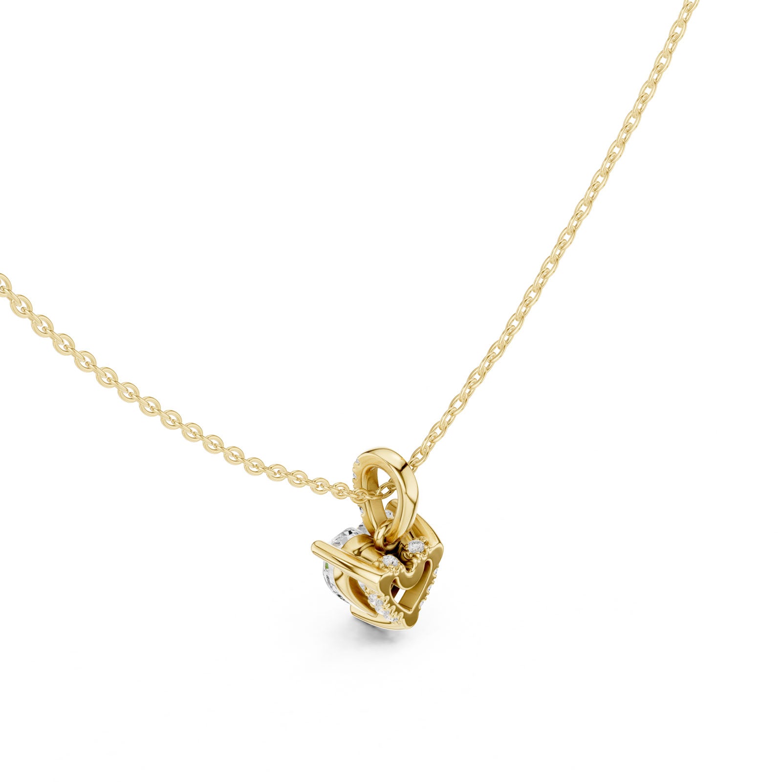 1.60 Ct. Heart Shape Diamond Pendant Necklace with Pavé Bail (DDPO-009 - HR) 11