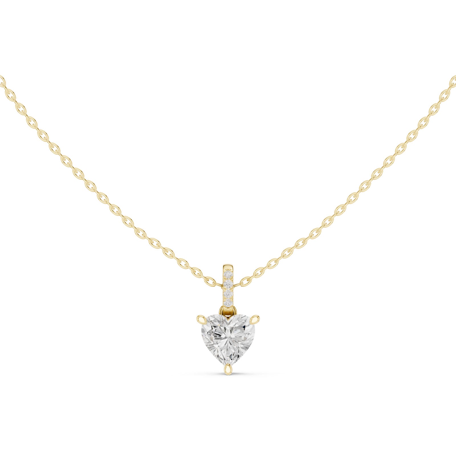 1.60 Ct. Heart Shape Diamond Pendant Necklace with Pavé Bail (DDPO-009 - HR) 3