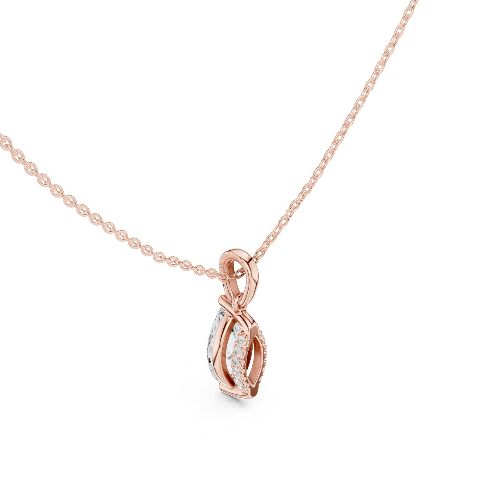 1.65 Ct. Marquise Cut Diamond Pendant Necklace with Pavé Bail (DDPO-009 - MQ) 5