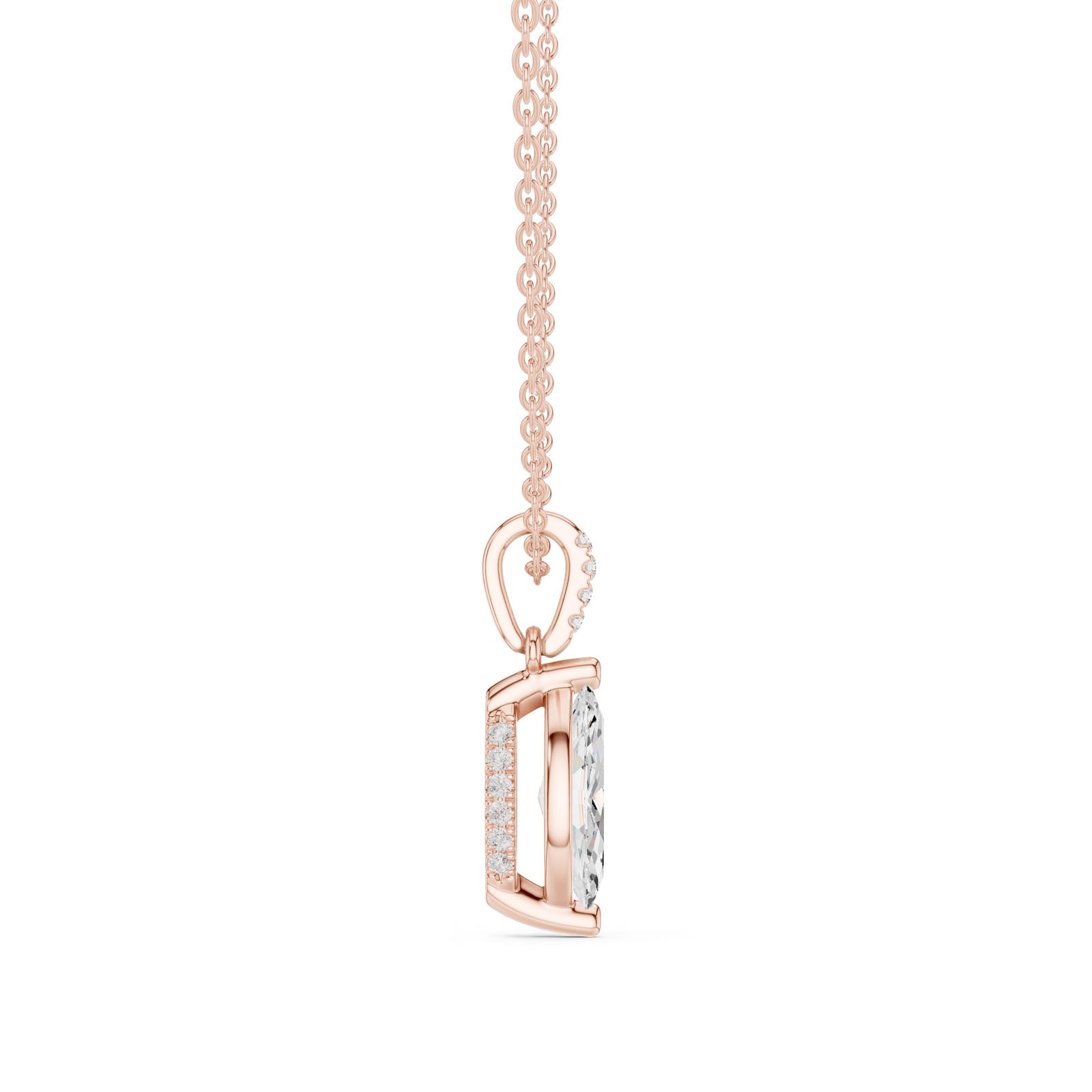 1.65 Ct. Marquise Cut Diamond Pendant Necklace with Pavé Bail (DDPO-009 - MQ) 8