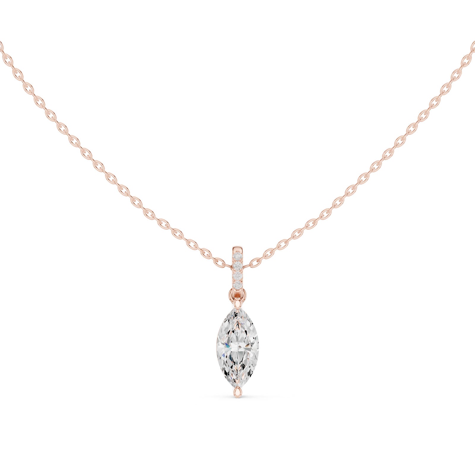 1.65 Ct. Marquise Cut Diamond Pendant Necklace with Pavé Bail (DDPO-009 - MQ) 3